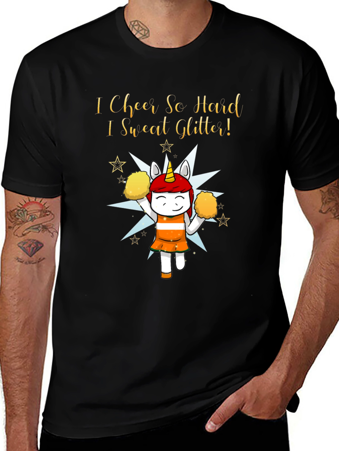 Cheerleader Unicorn Graphic T-Shirt