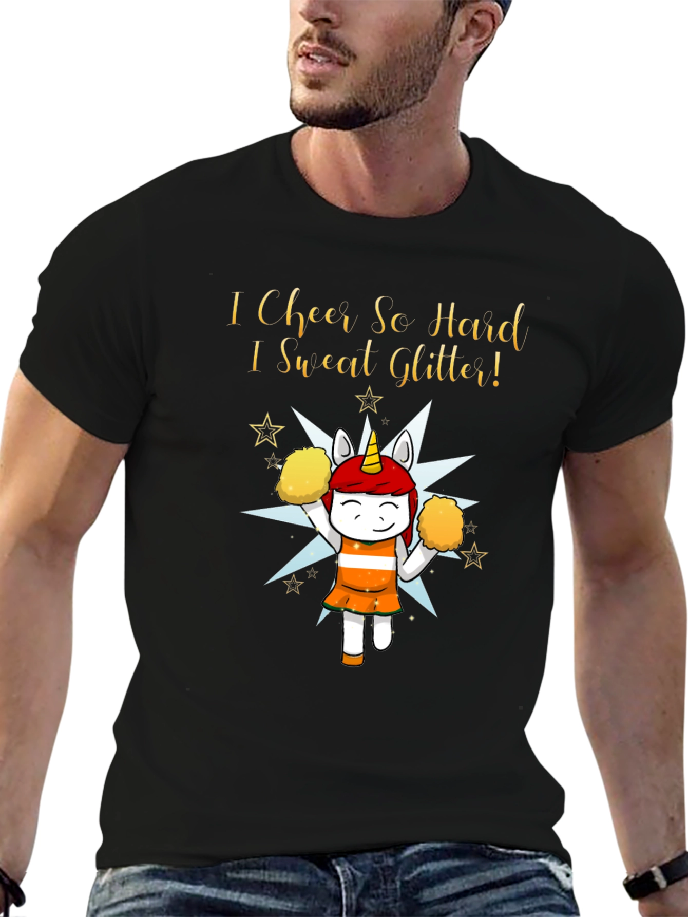 Cheerleader Unicorn Graphic T-Shirt