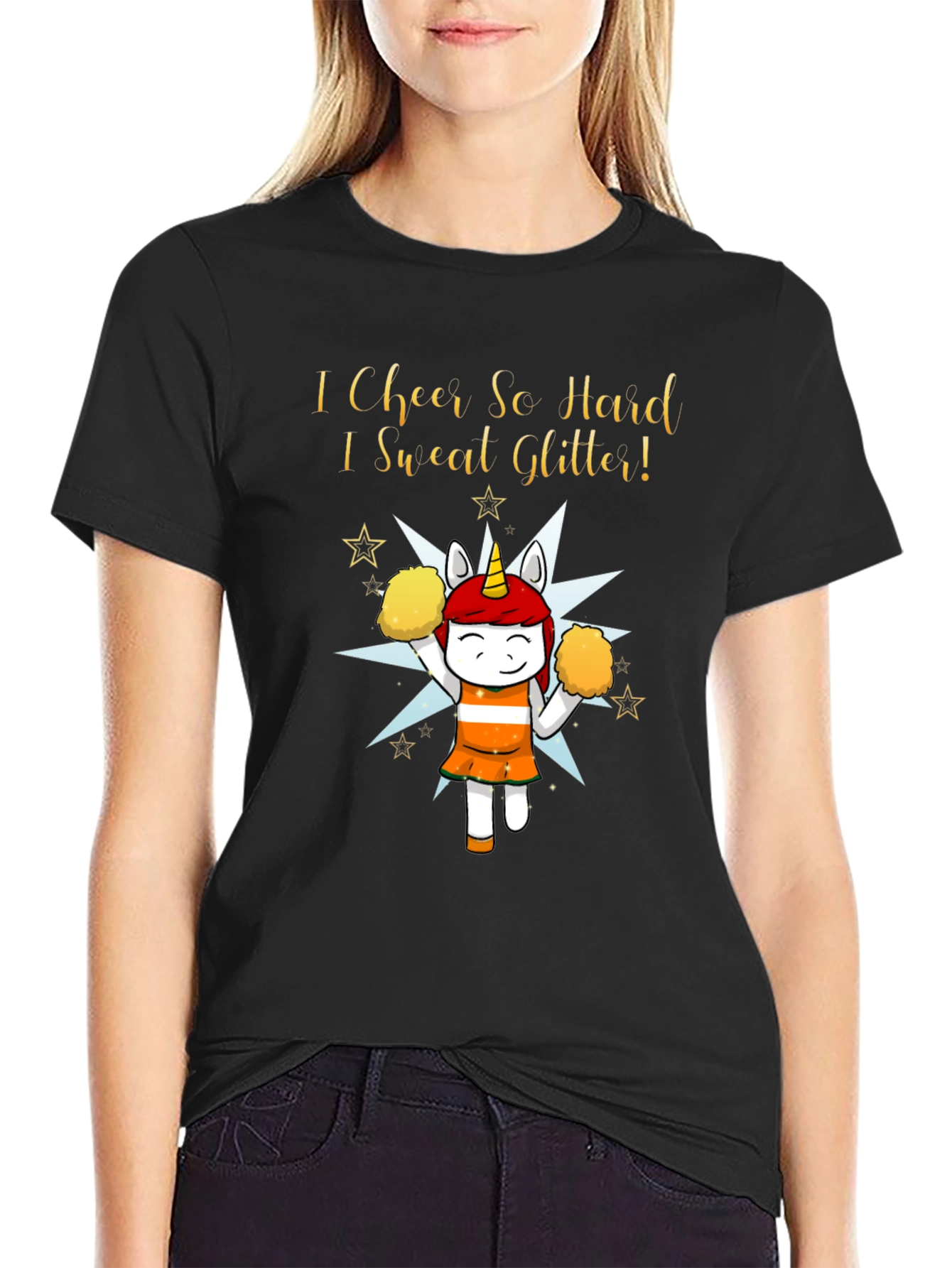 Cheerleader Unicorn Graphic T-Shirt