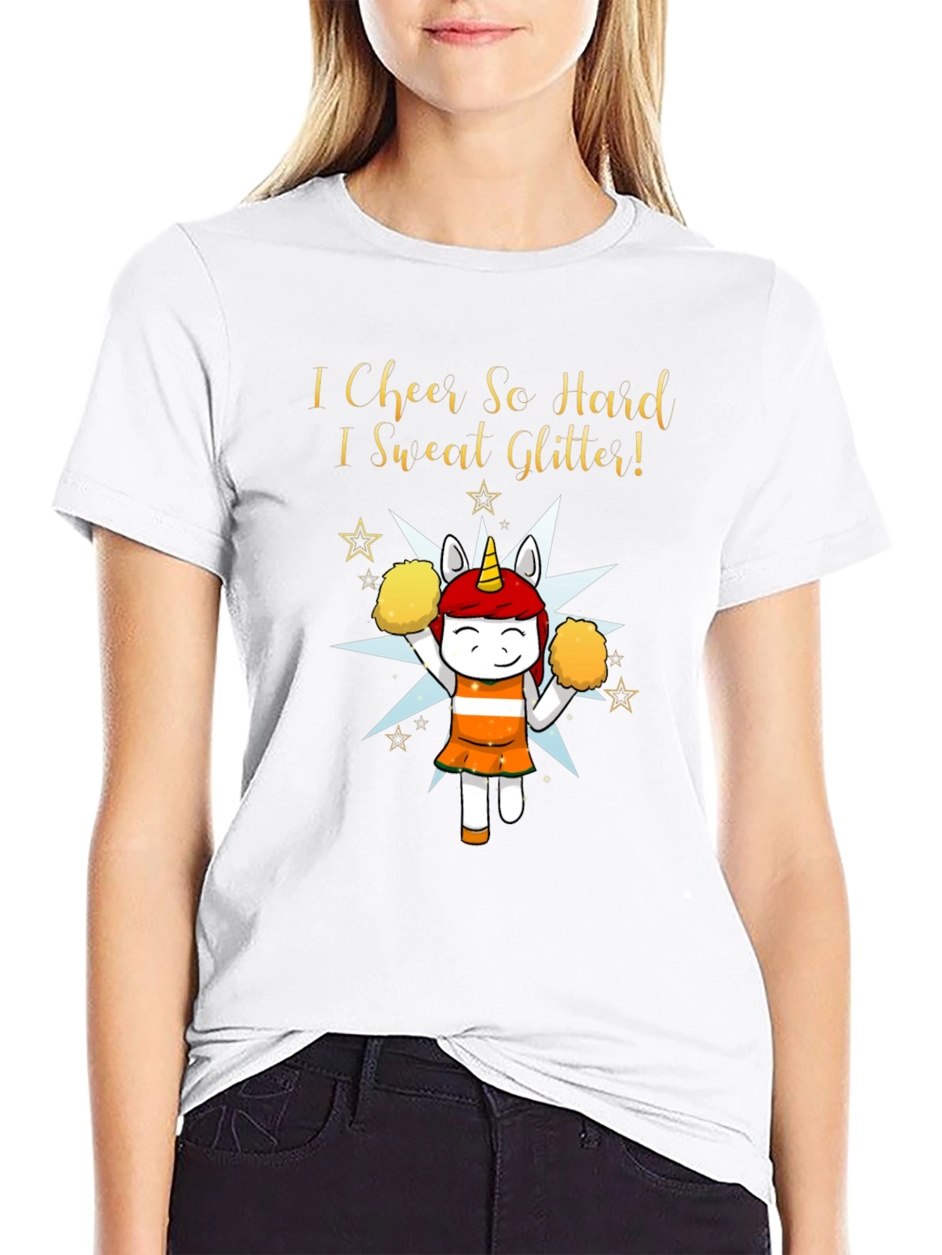 Cheerleader Unicorn Graphic T-Shirt