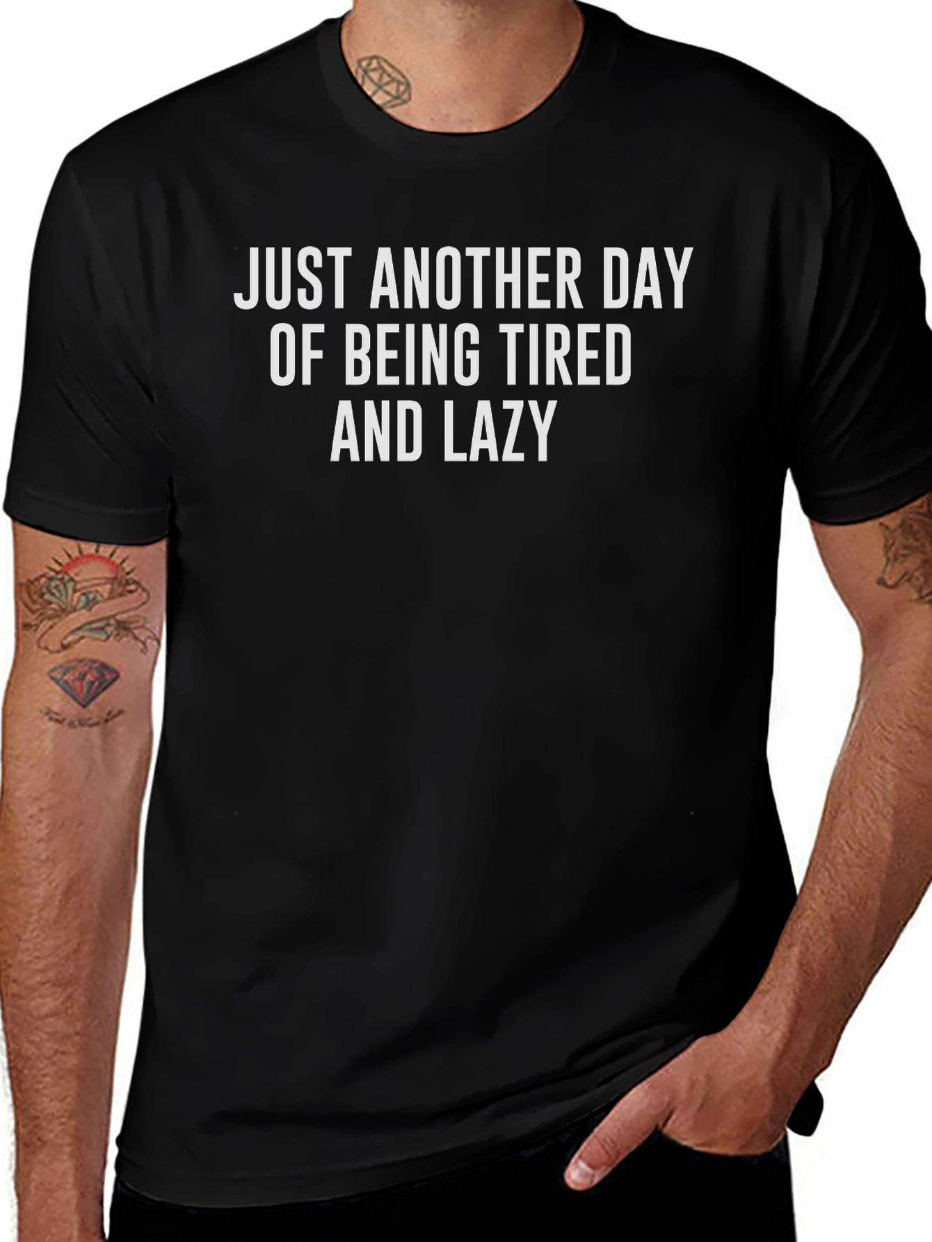 Funny Tired and Lazy Black T-Shirt