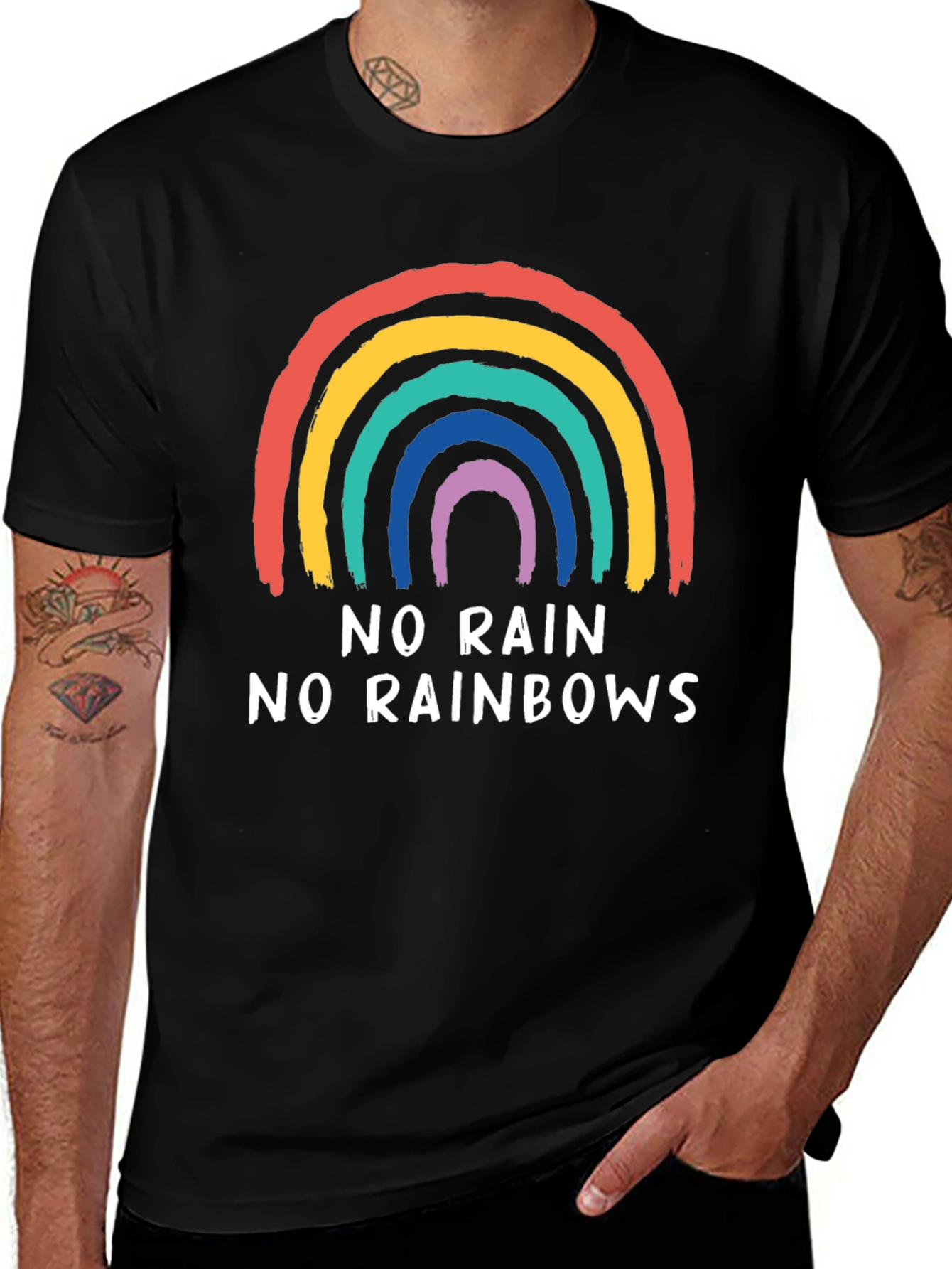 No Rain No Rainbows Graphic Tee - Black