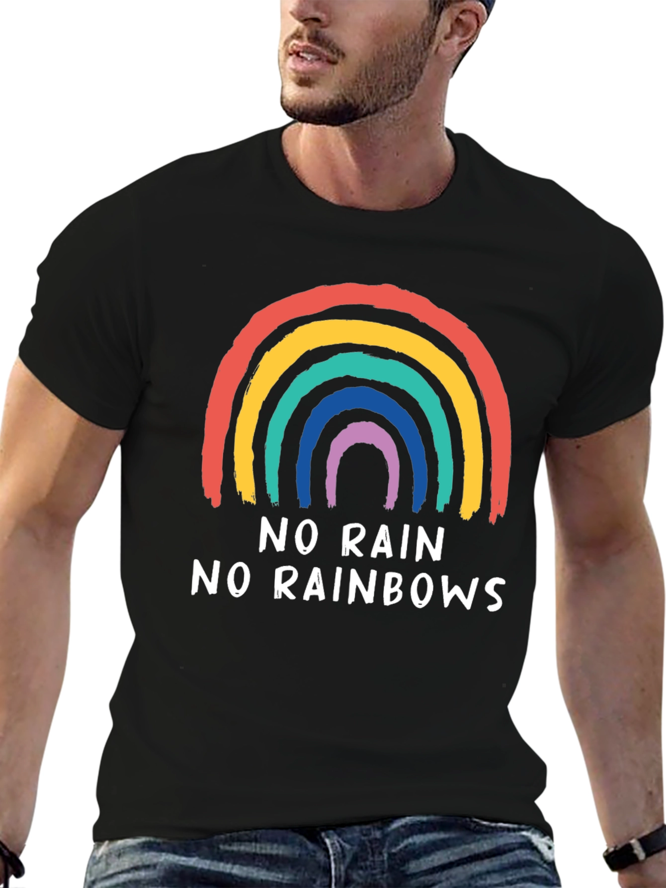 No Rain No Rainbows Graphic Tee - Black