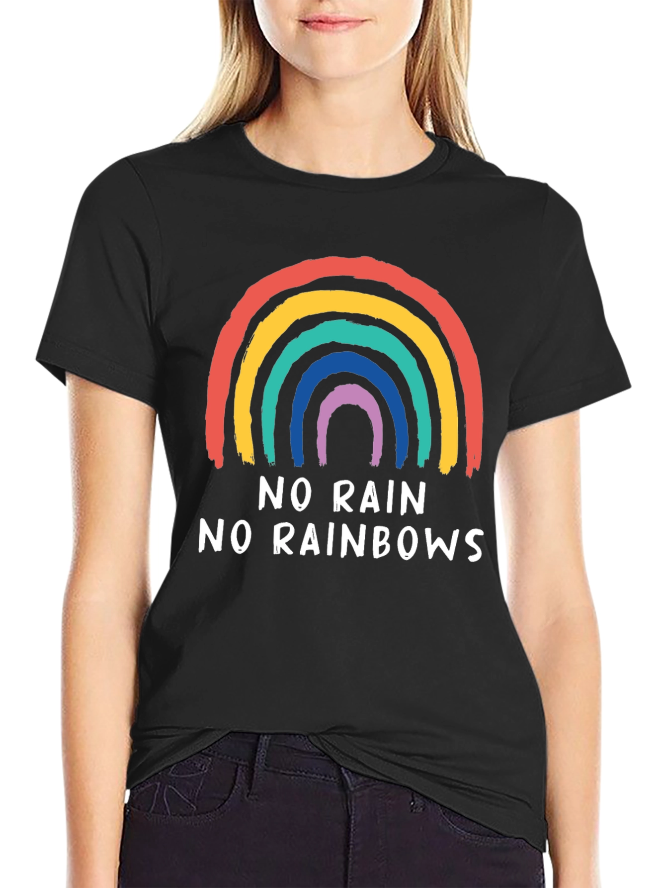 No Rain No Rainbows Graphic Tee - Black