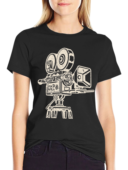Vintage Movie Camera Graphic Tee - Classic Film Buff Shirt