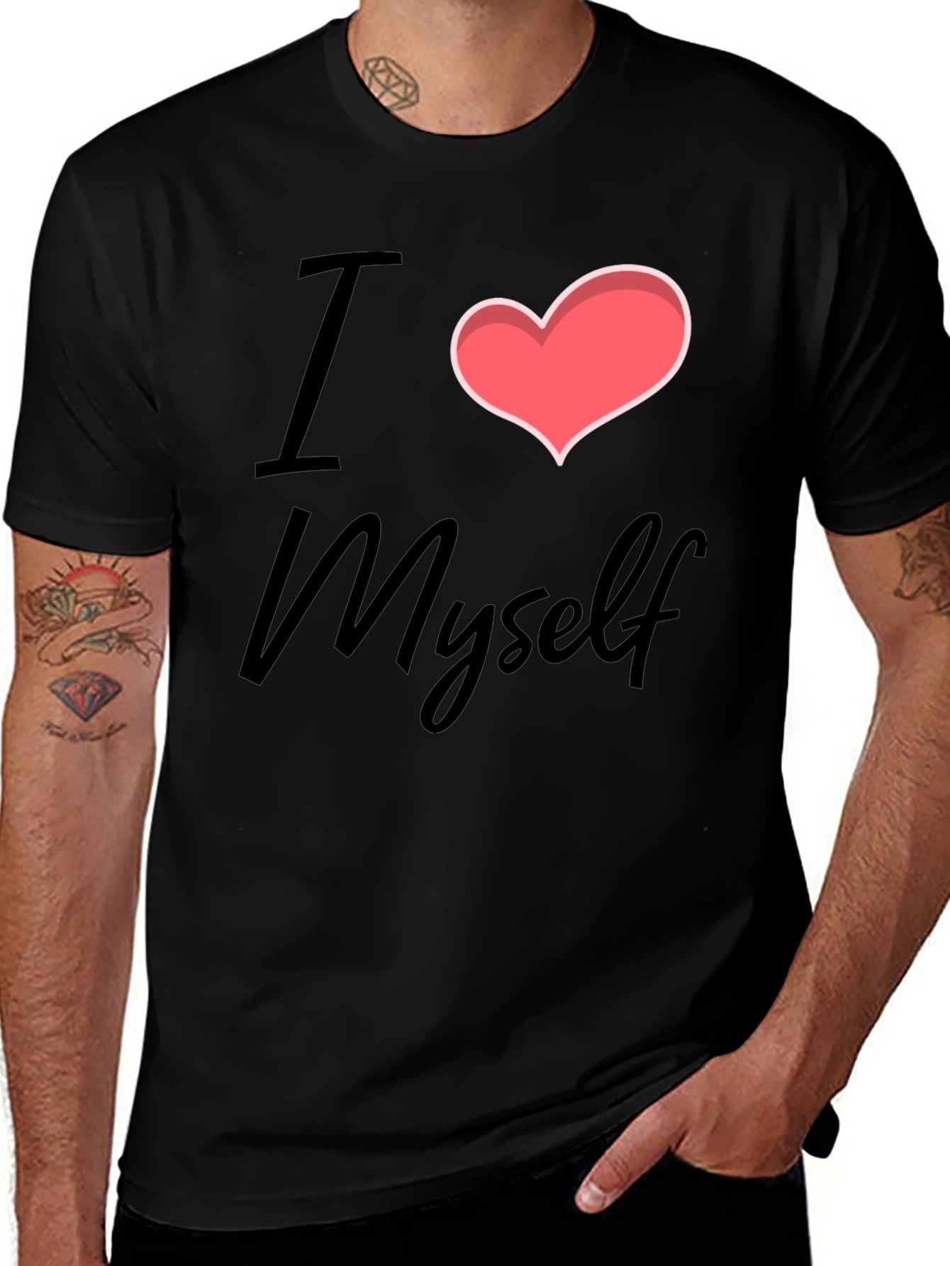 I Heart Myself Black Cotton T-Shirt