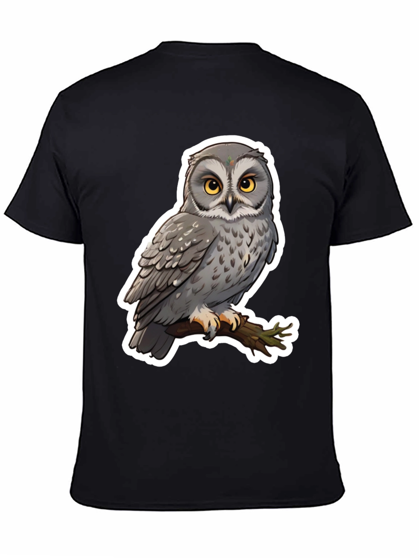Owl Graphic Print Black T-Shirt