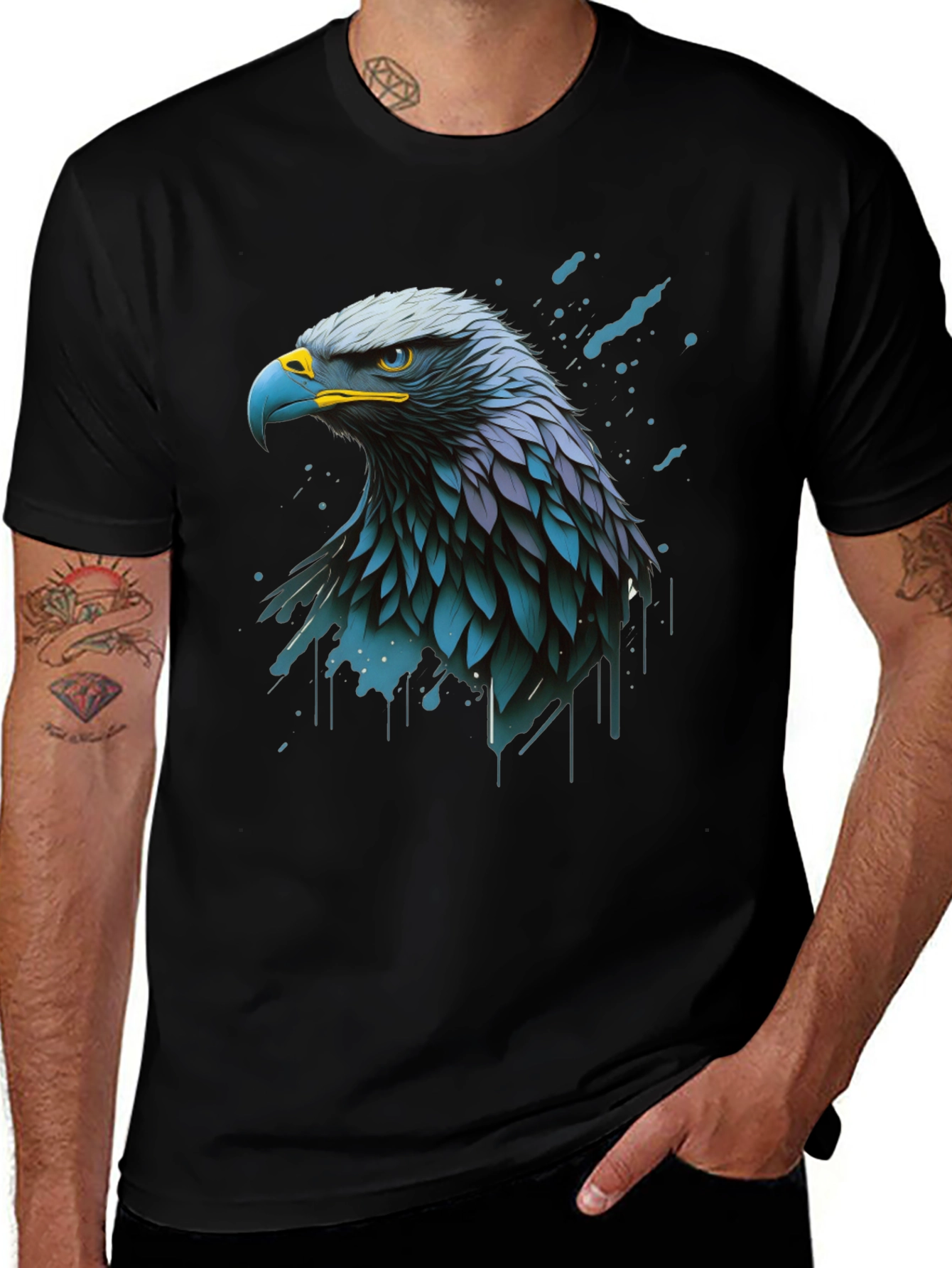 Eagle Graphic Print Black T-Shirt