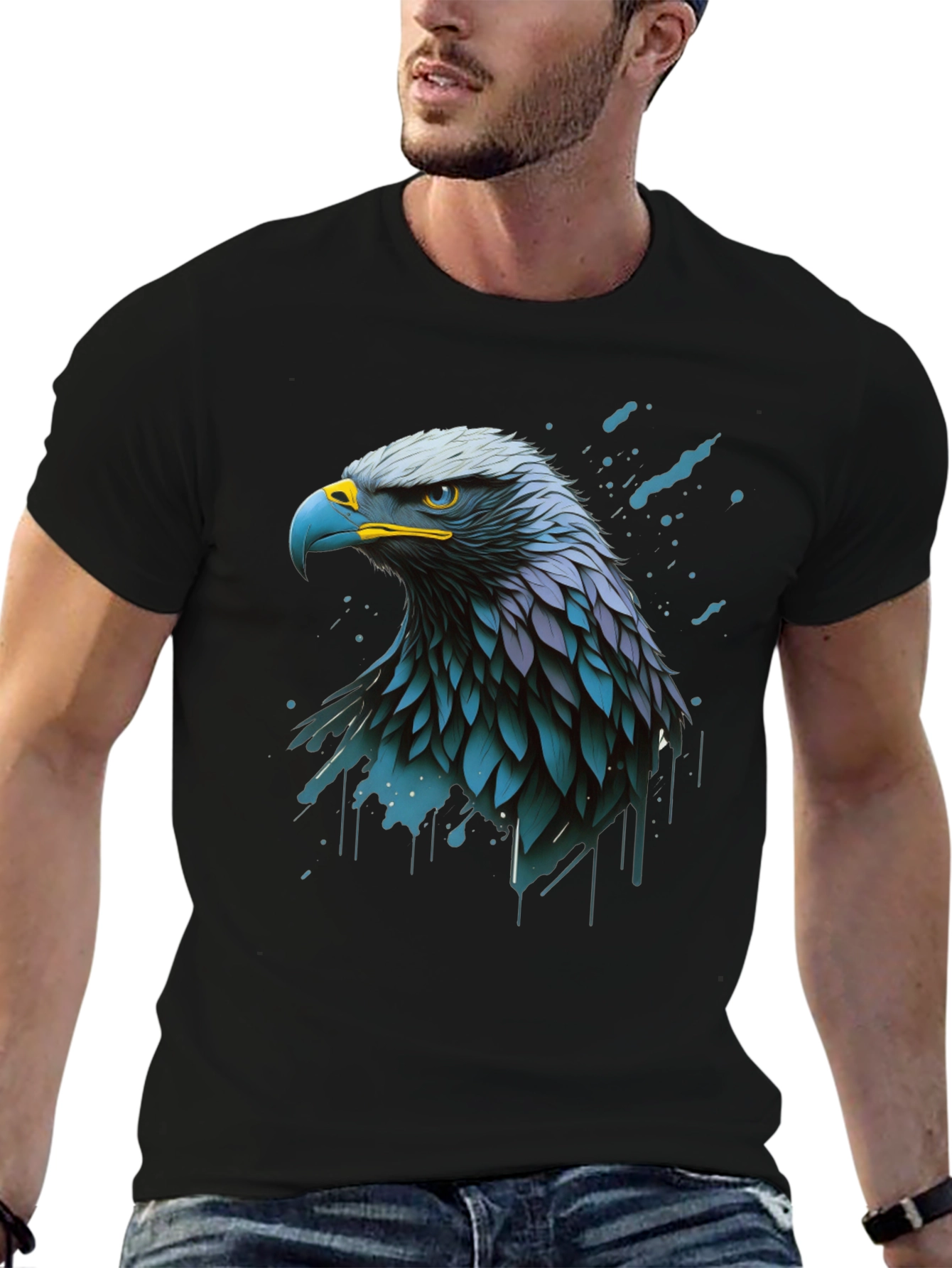 Eagle Graphic Print Black T-Shirt