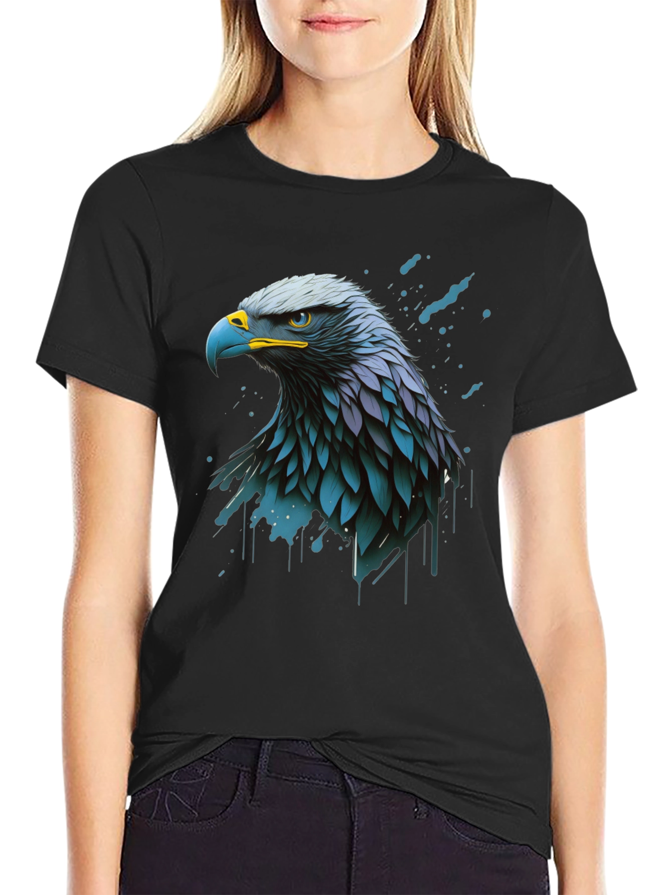 Eagle Graphic Print Black T-Shirt