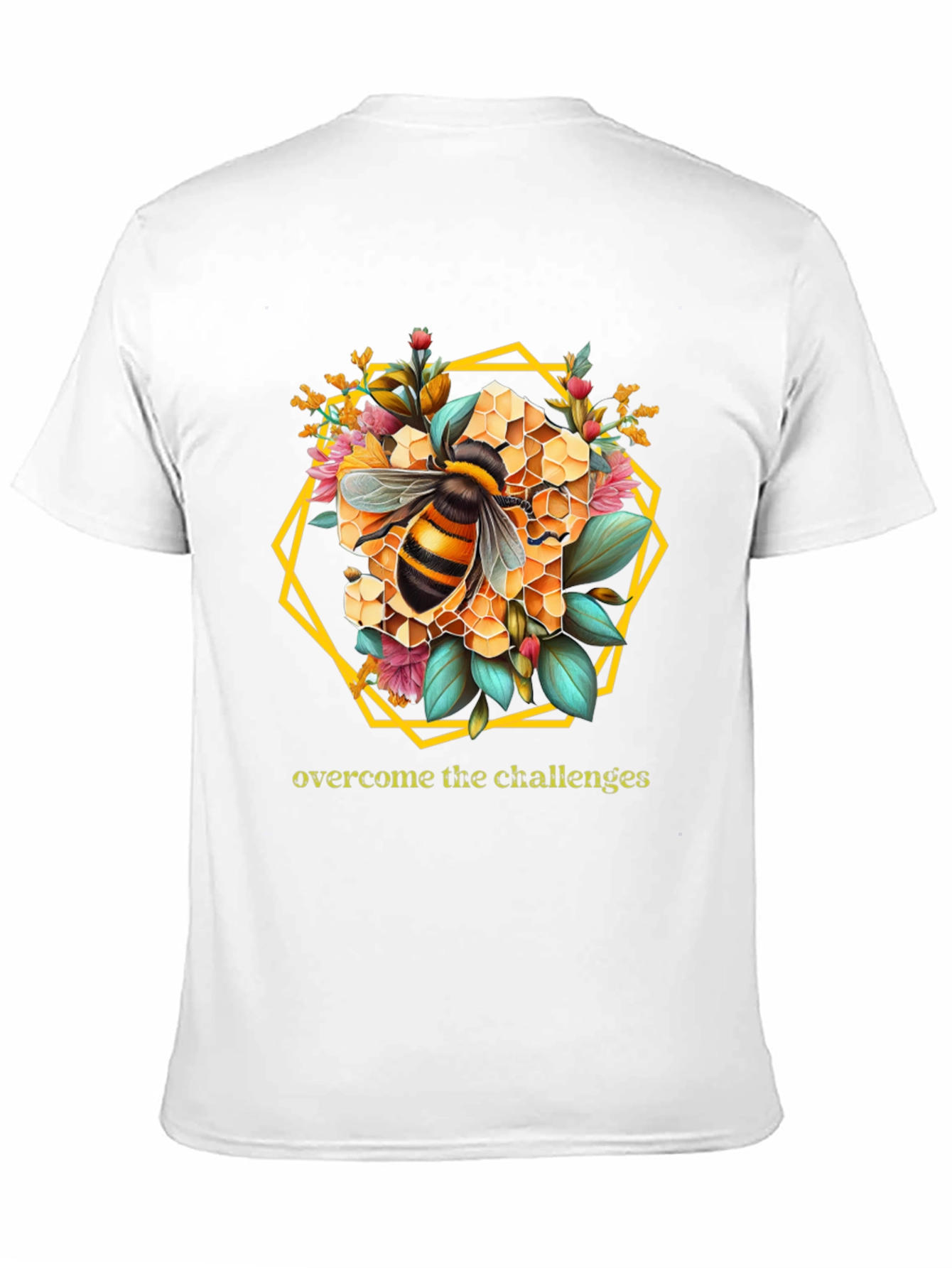 Bee Honeycomb Floral Graphic Tee - Overcome Challenges