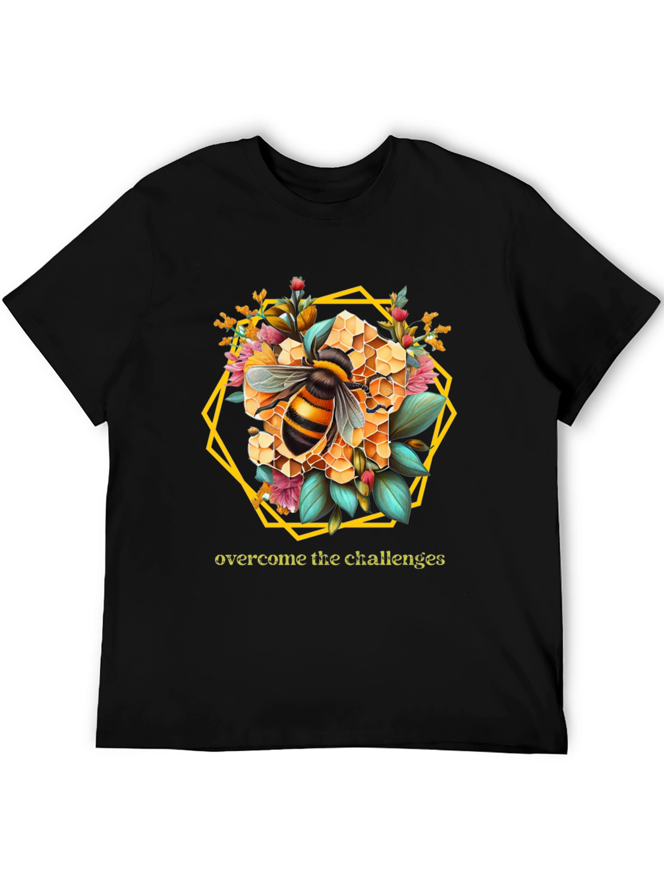 Bee Honeycomb Floral Graphic Tee - Overcome Challenges