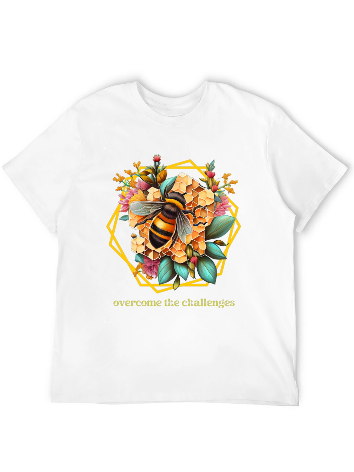 Bee Honeycomb Floral Graphic Tee - Overcome Challenges