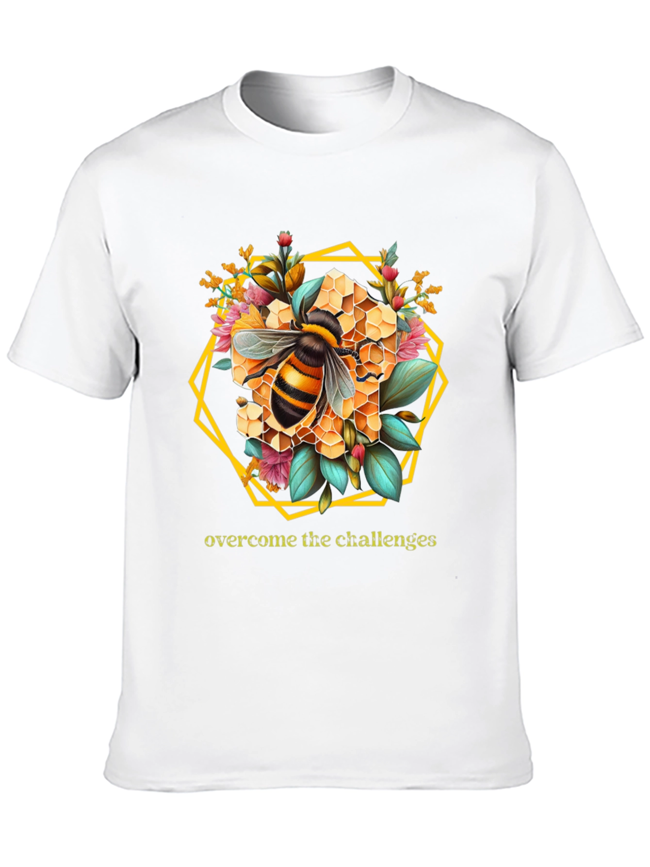 Bee Honeycomb Floral Graphic Tee - Overcome Challenges