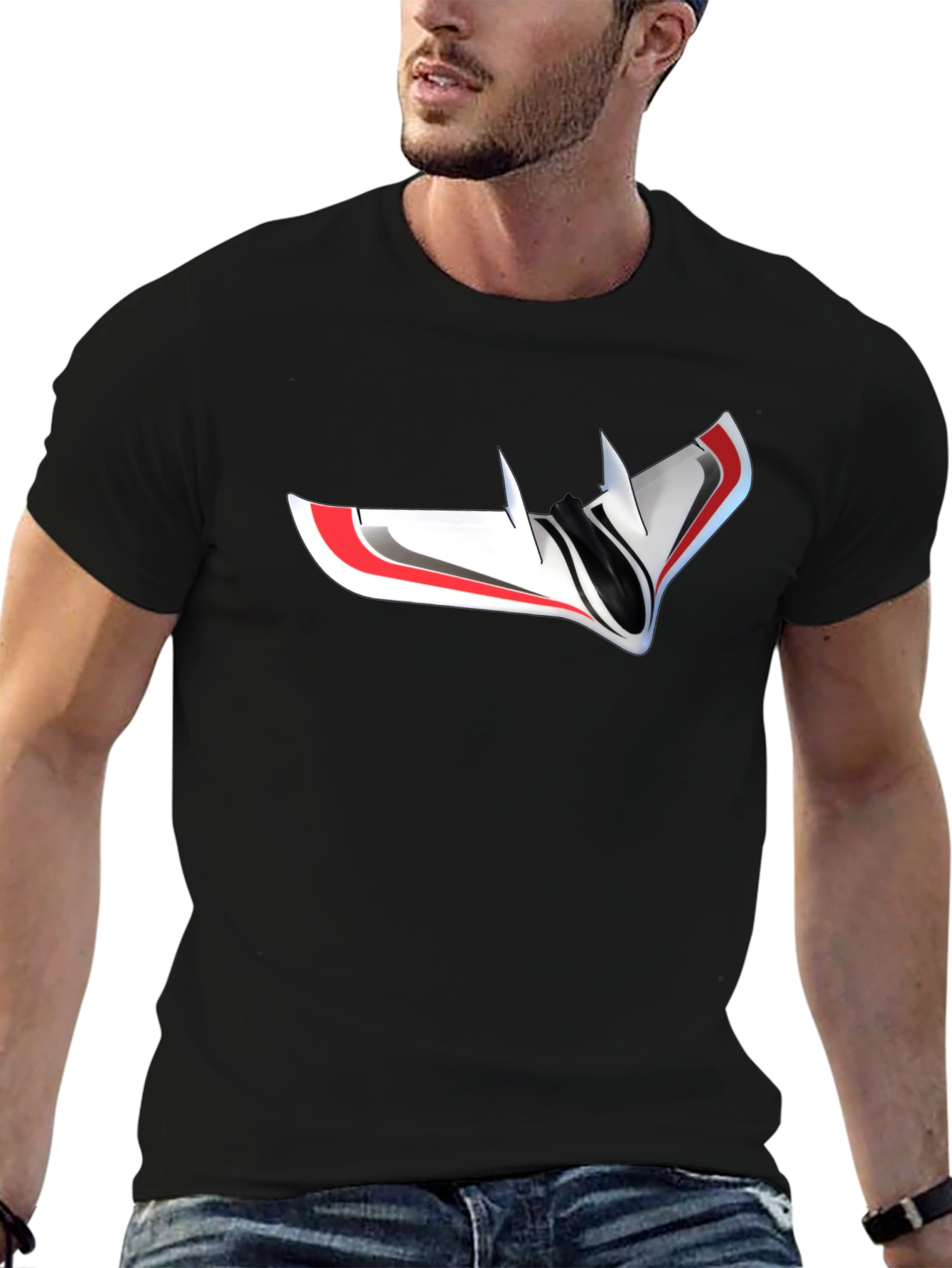 Futuristic Drone Graphic T-Shirt - Black