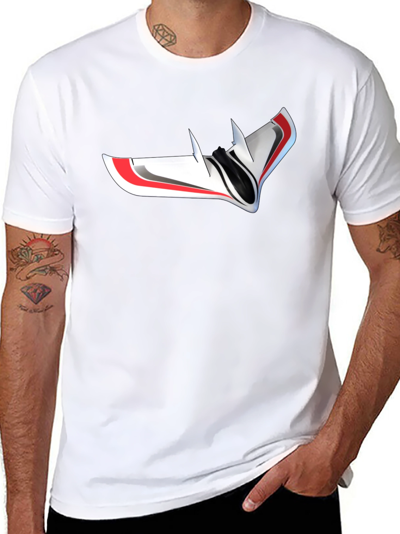 Futuristic Drone Graphic T-Shirt - Black