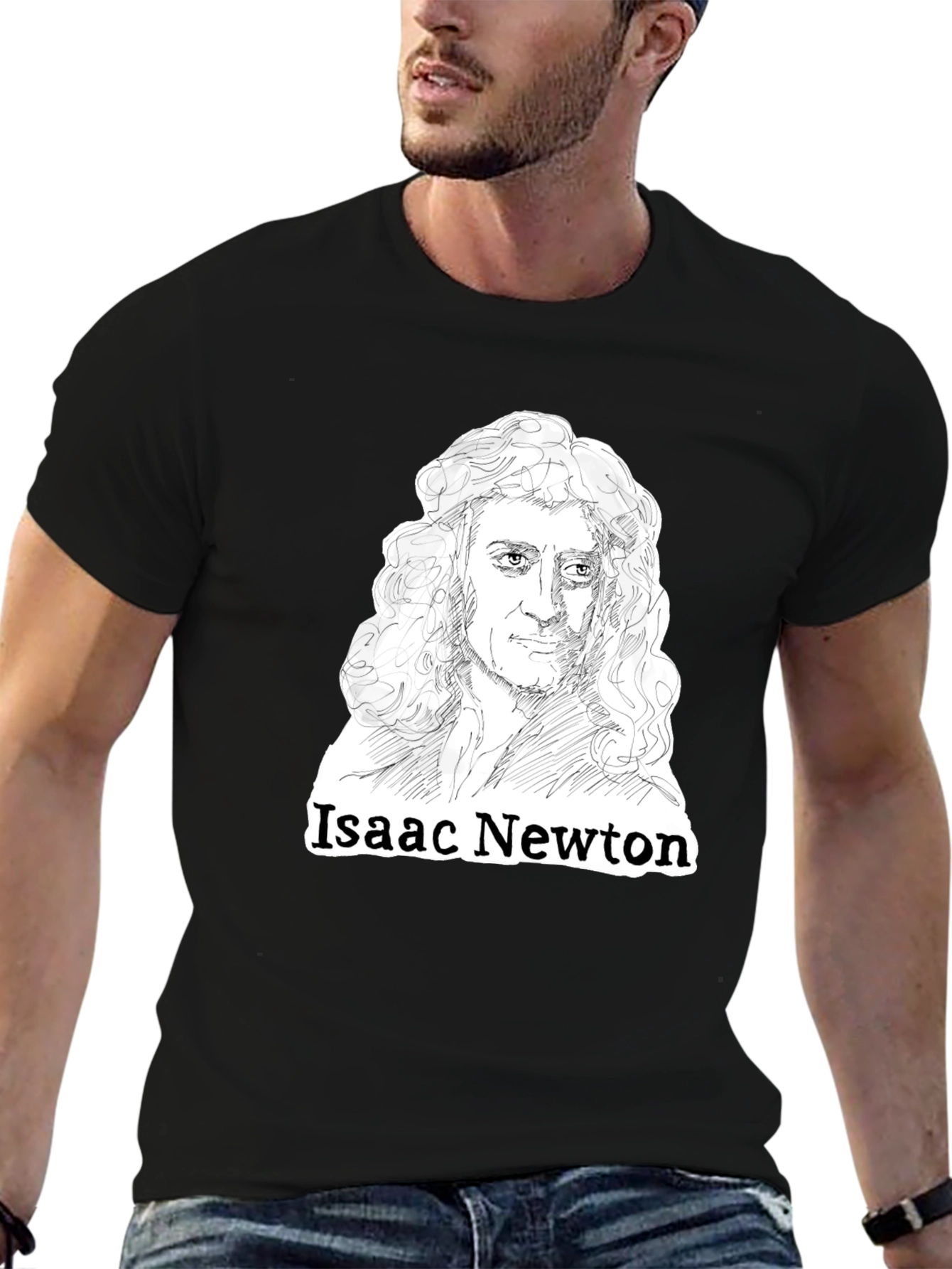 Isaac Newton Black T-Shirt | Science History Tee