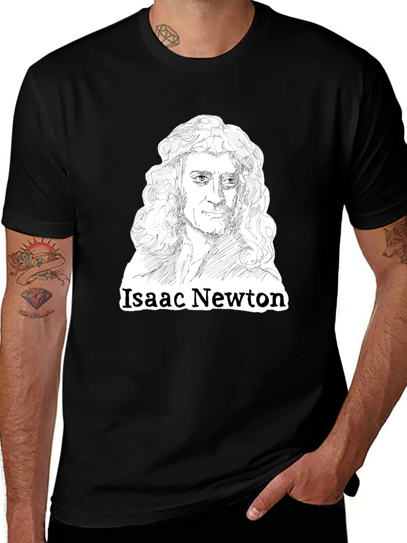 Isaac Newton Black T-Shirt | Science History Tee