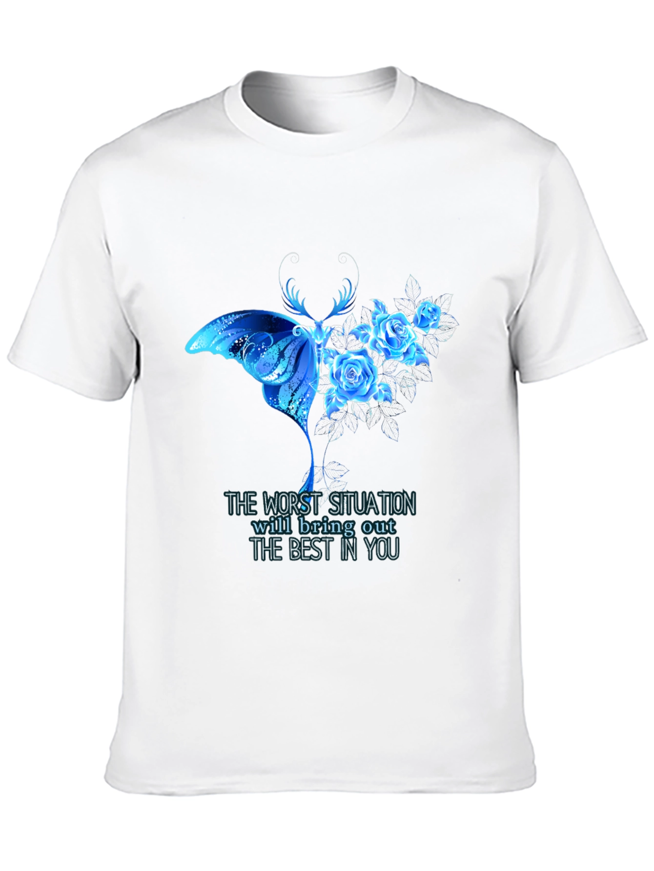 Butterfly and Roses Graphic T-Shirt - Inspirational Quote