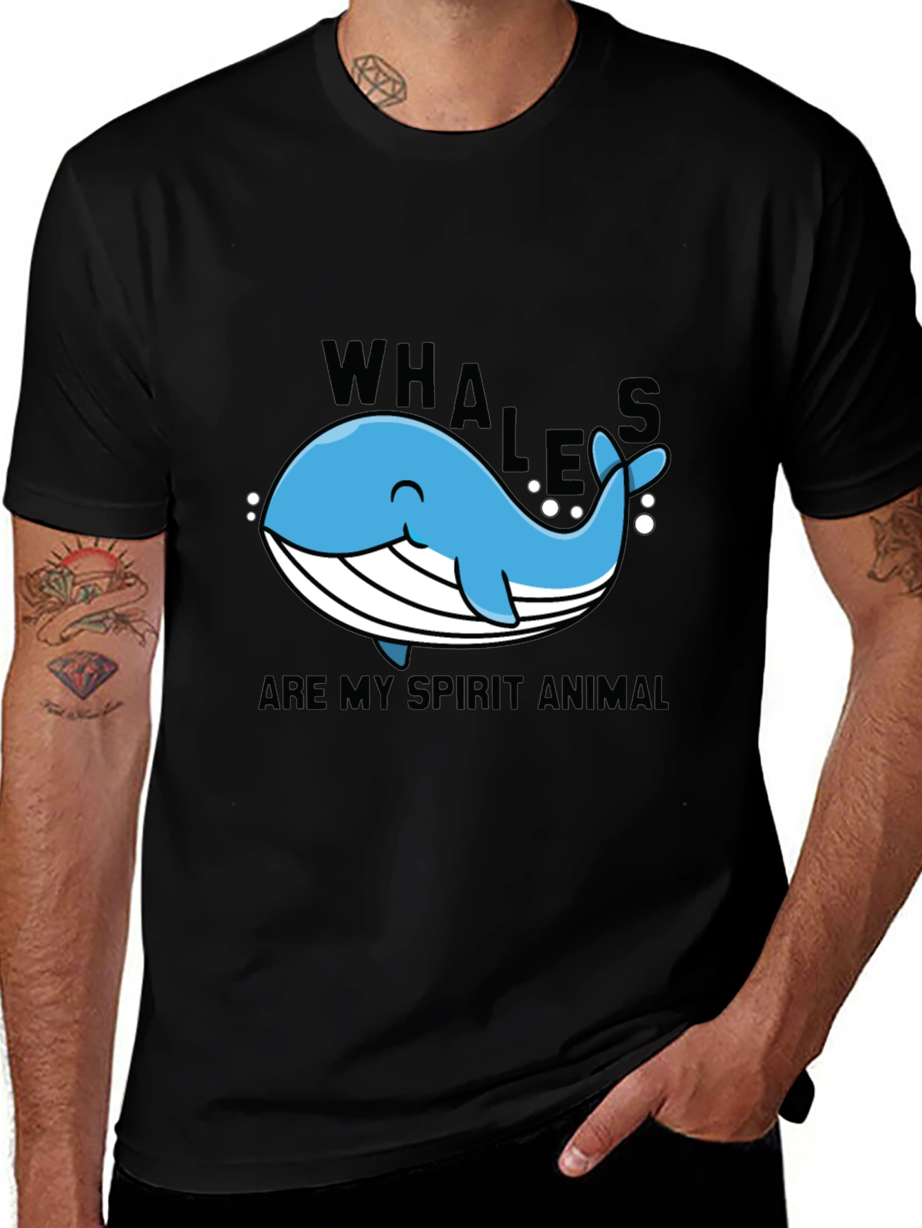 Whales are My Spirit Animal Black T-Shirt