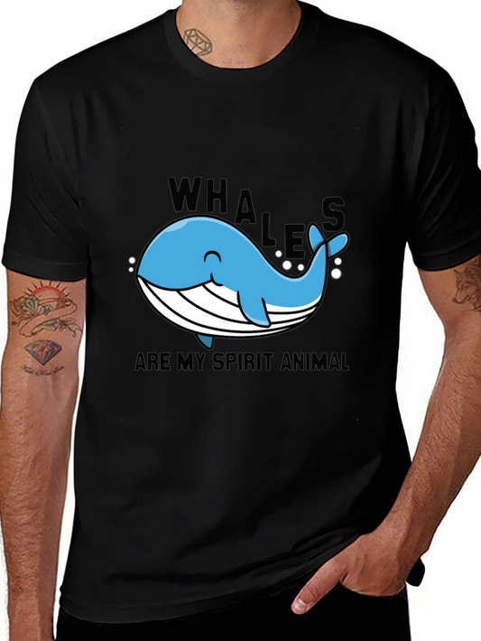 Whales are My Spirit Animal Black T-Shirt