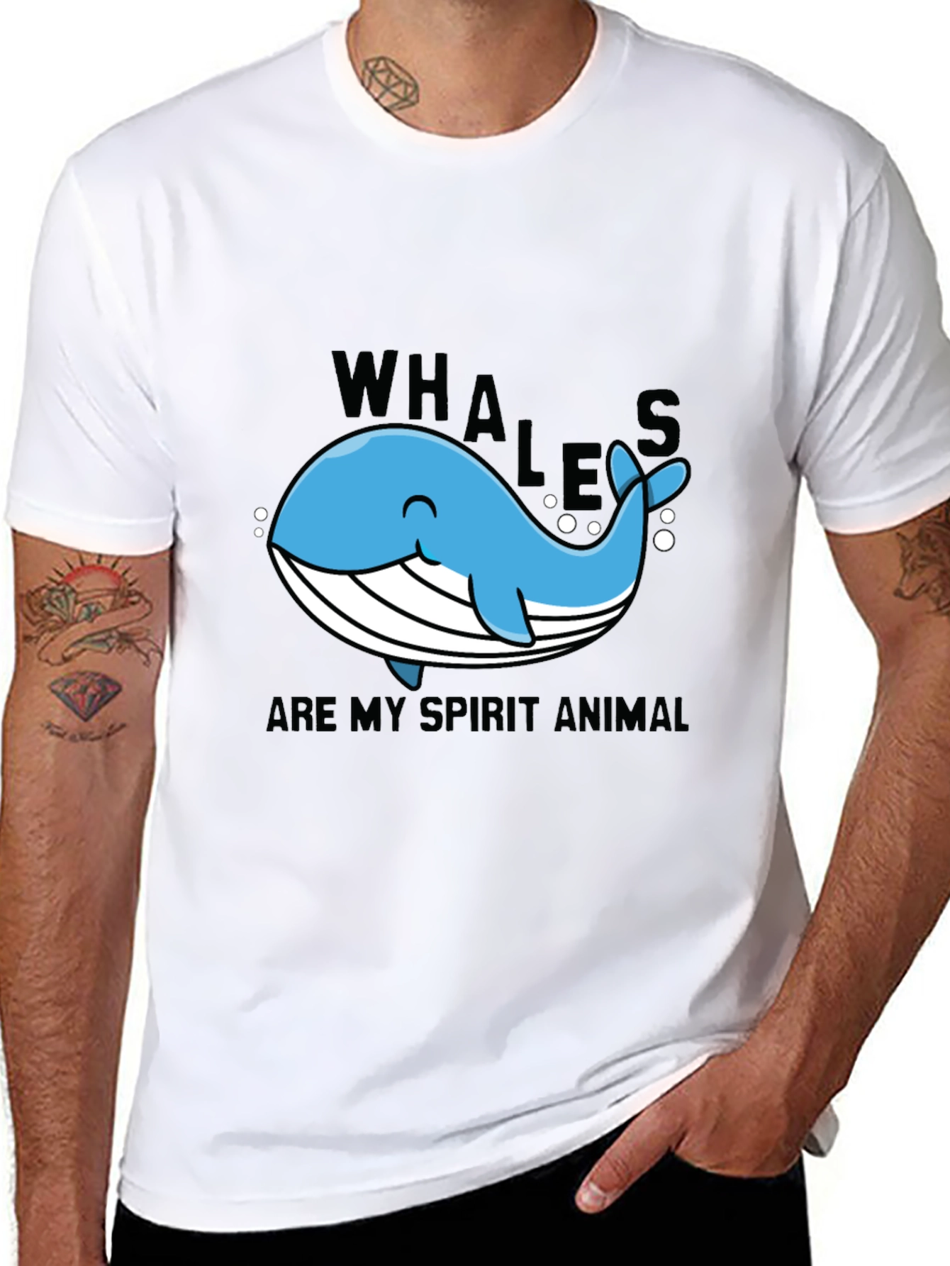 Whales are My Spirit Animal Black T-Shirt