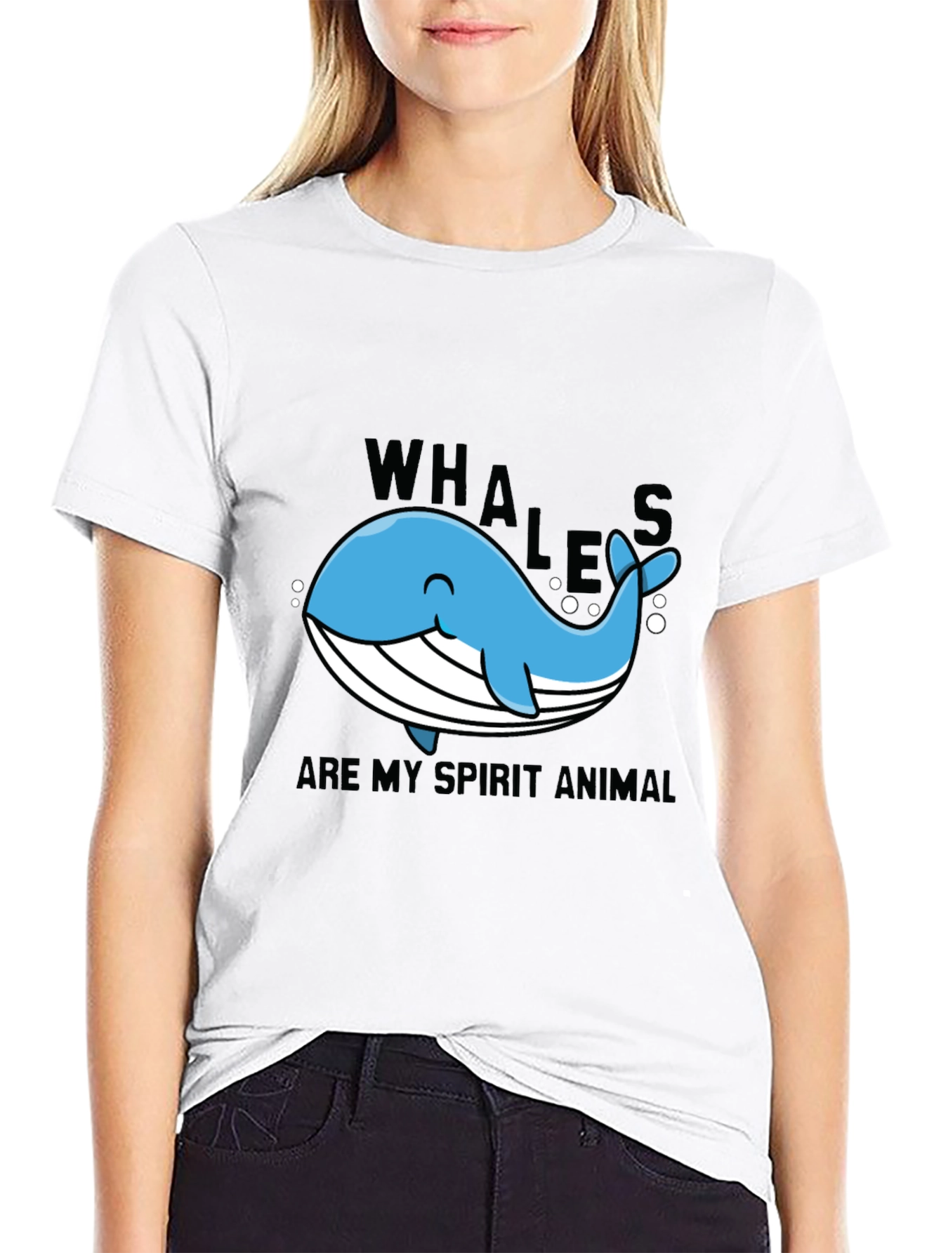 Whales are My Spirit Animal Black T-Shirt