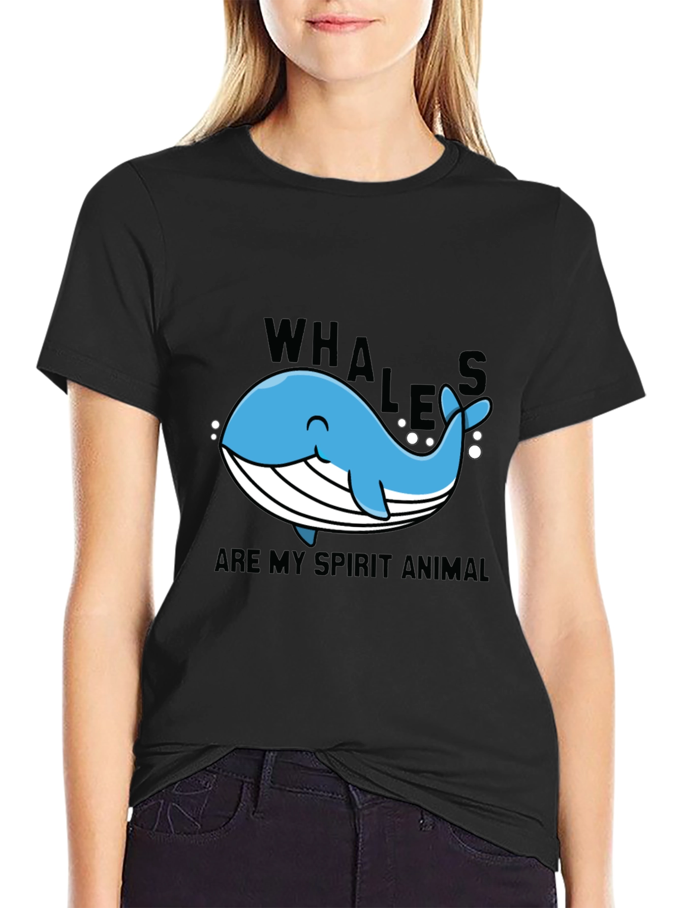 Whales are My Spirit Animal Black T-Shirt