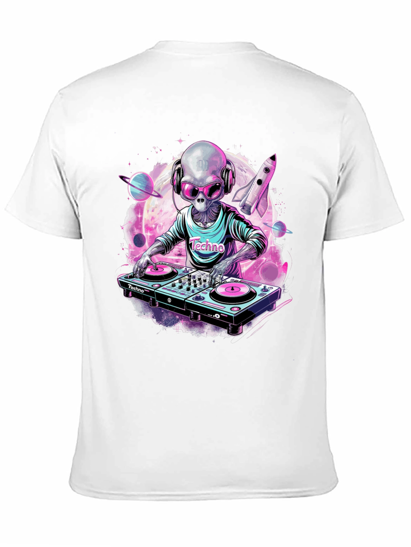 Techno Alien DJ Graphic T-Shirt
