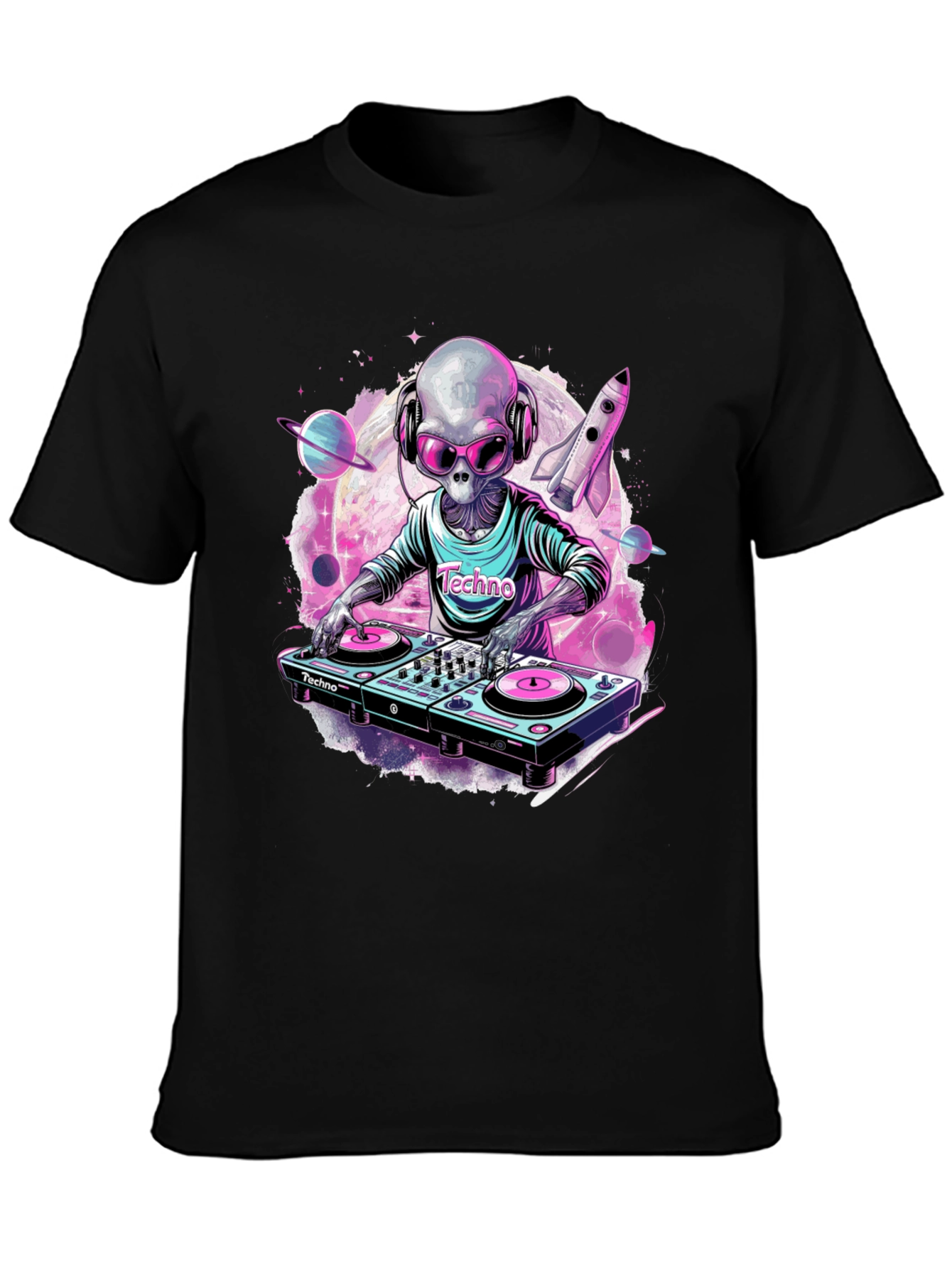 Techno Alien DJ Graphic T-Shirt