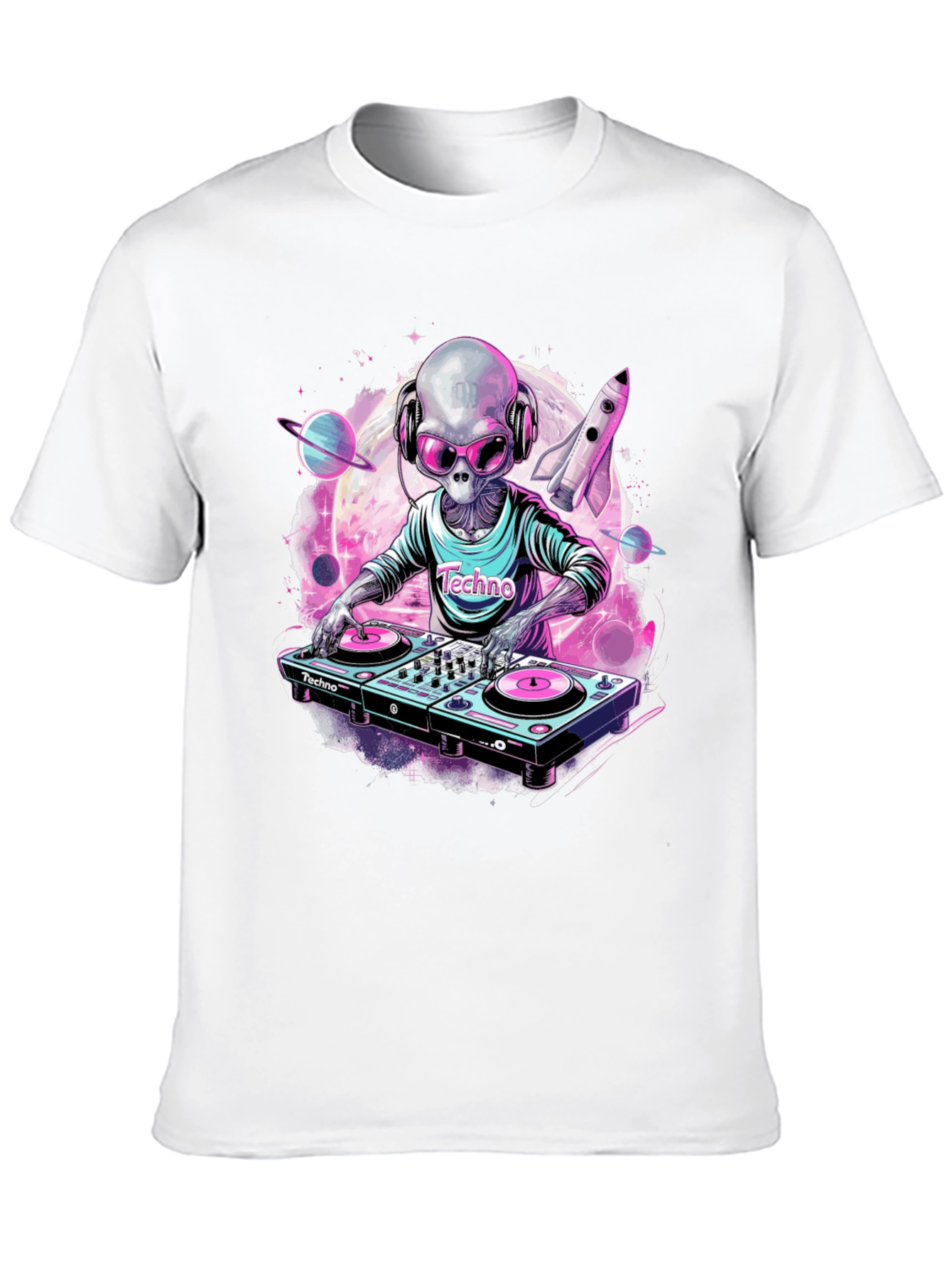 Techno Alien DJ Graphic T-Shirt