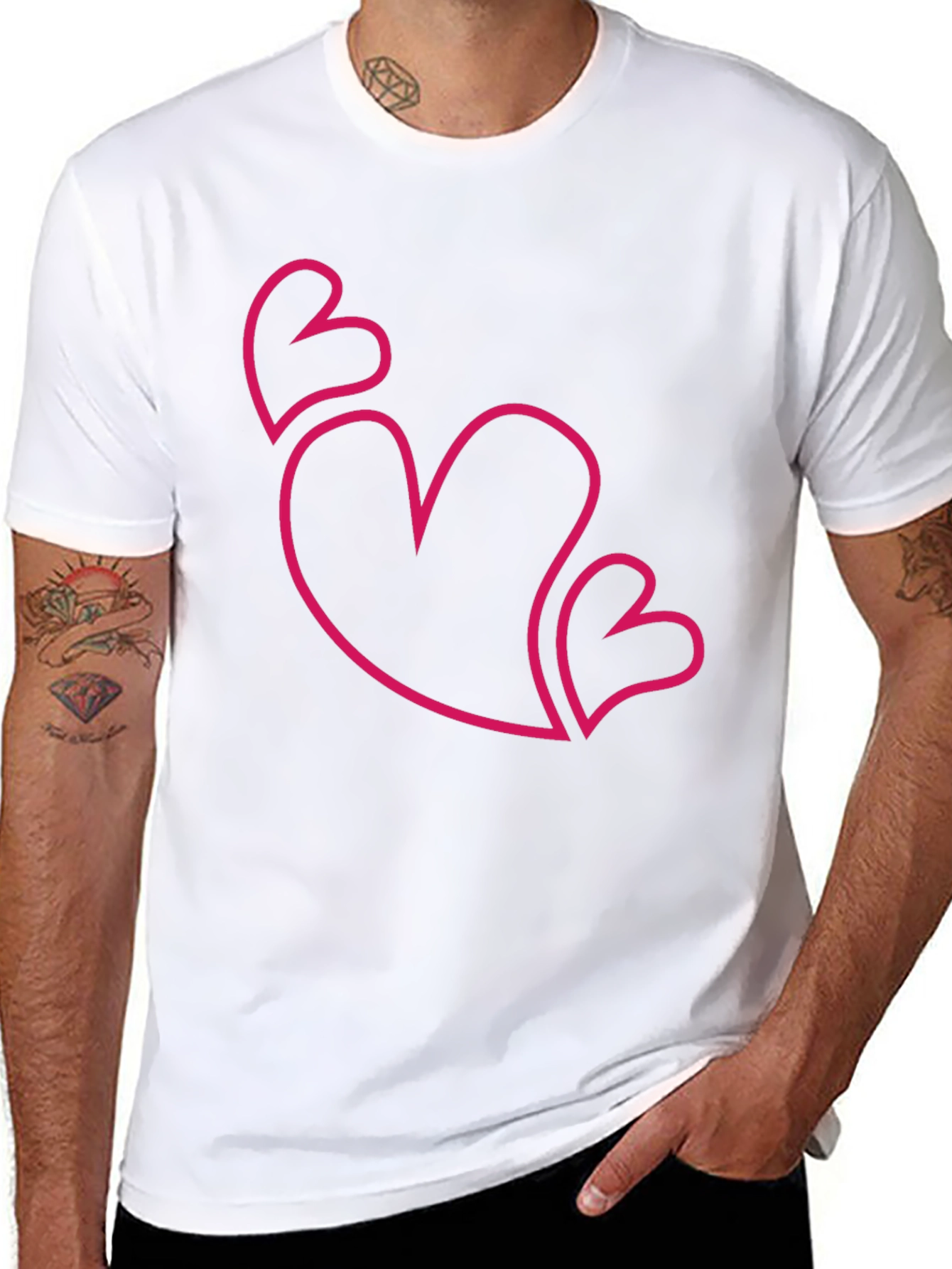 Love Heart Outline Graphic T-Shirt - Black