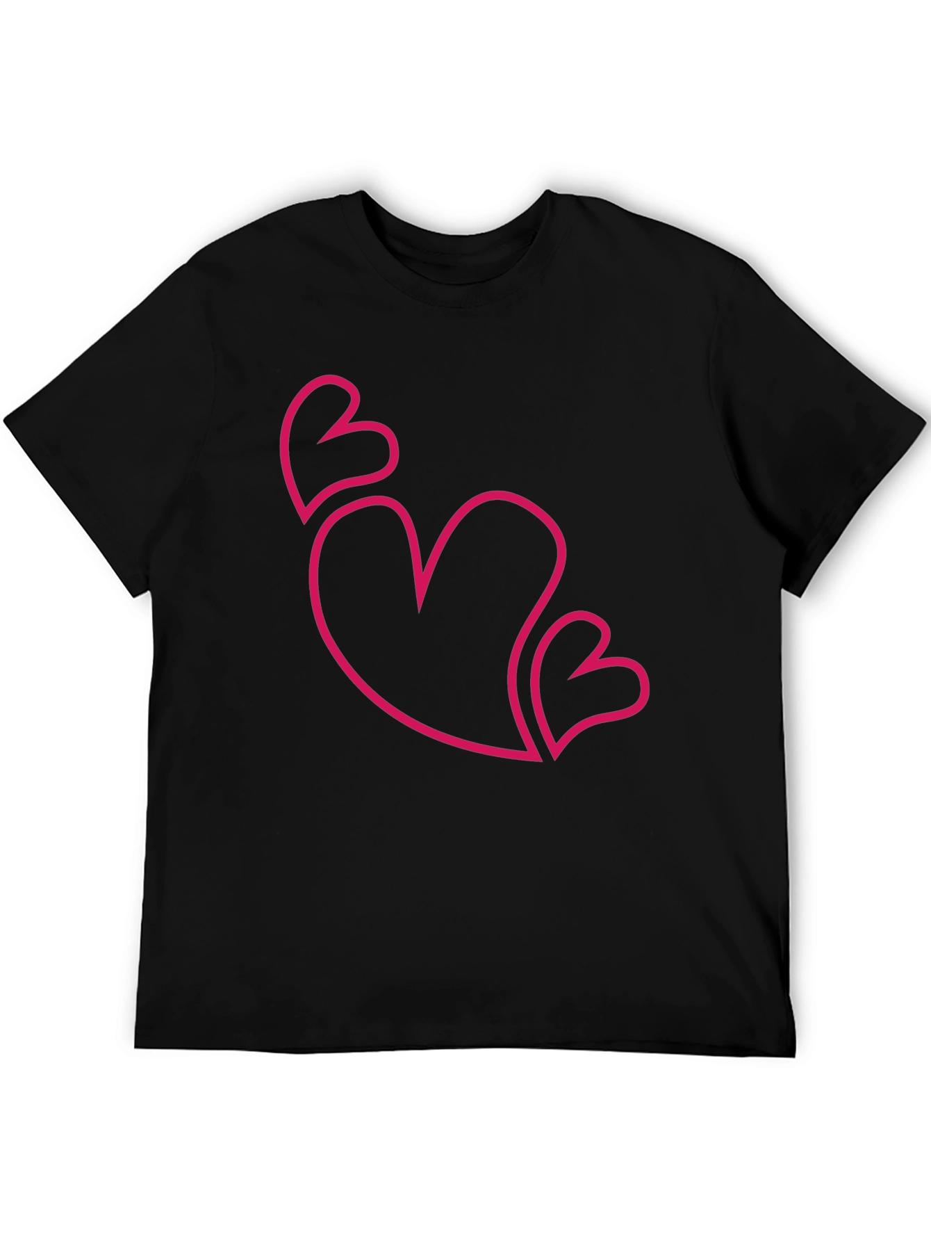 Love Heart Outline Graphic T-Shirt - Black