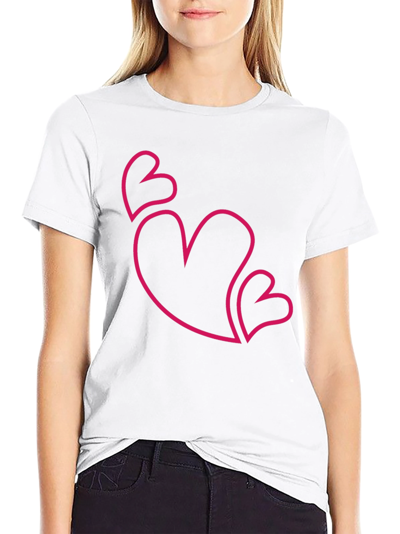 Love Heart Outline Graphic T-Shirt - Black