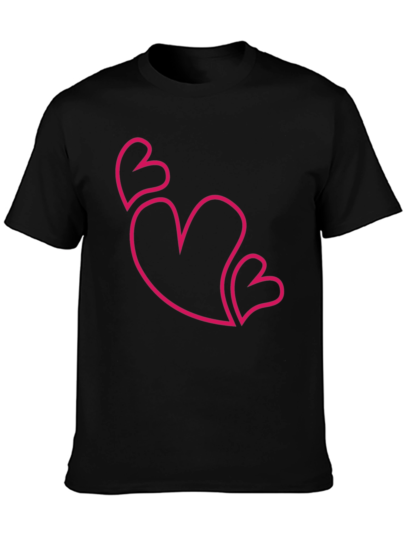 Love Heart Outline Graphic T-Shirt - Black