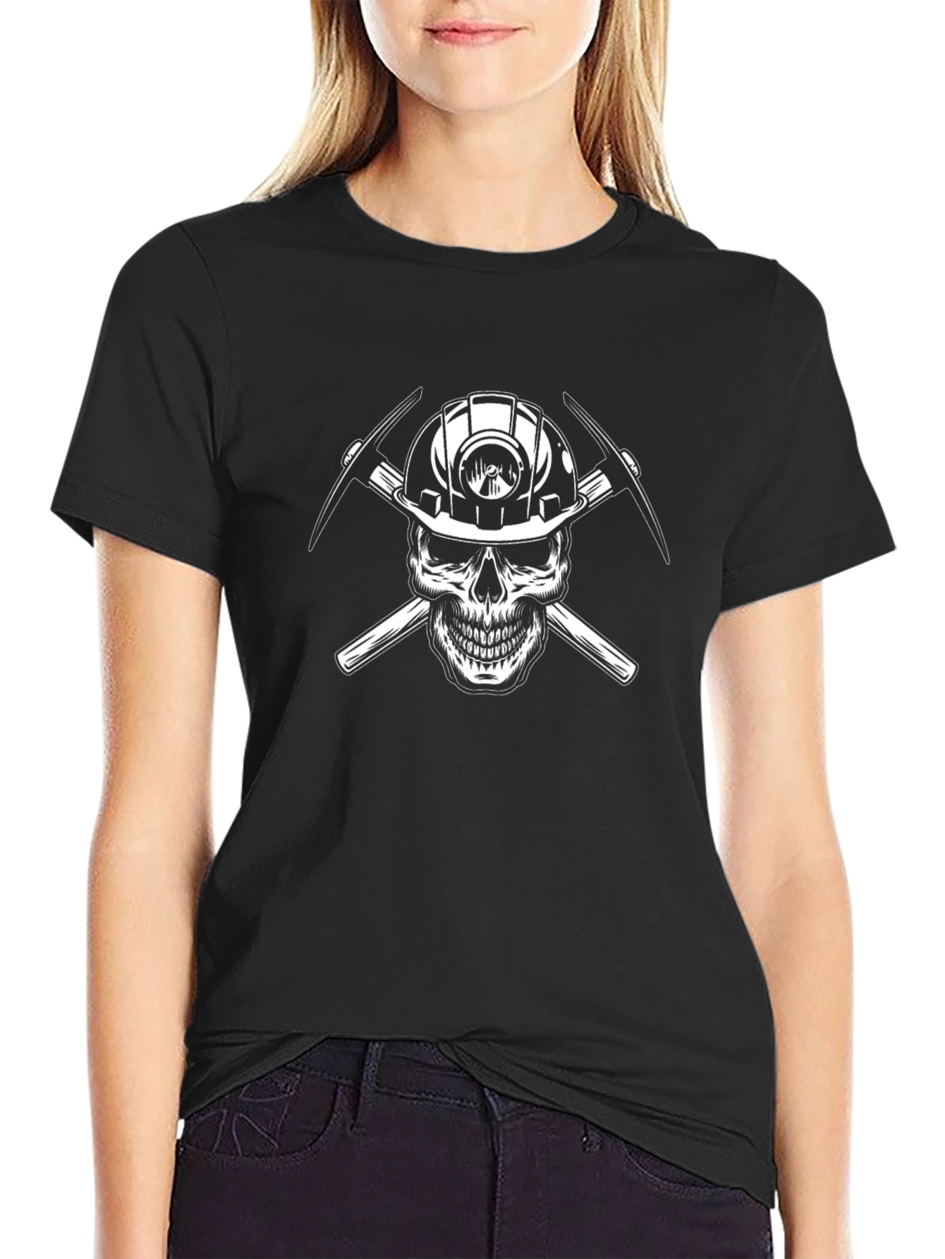Miner Skull T-Shirt - Hard Hat & Pickaxes
