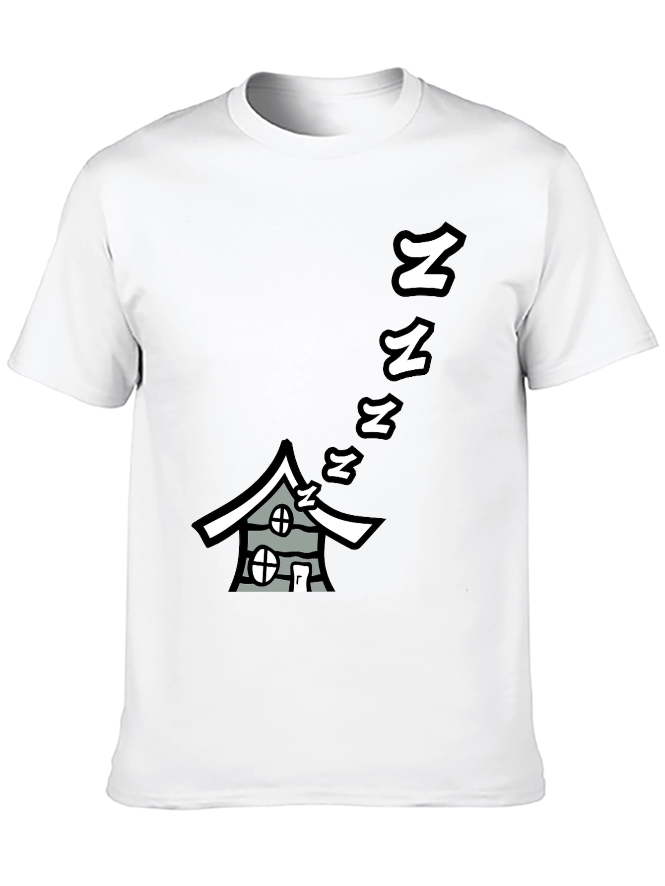 Sleepy House Graphic Tee - Black Cotton T-Shirt