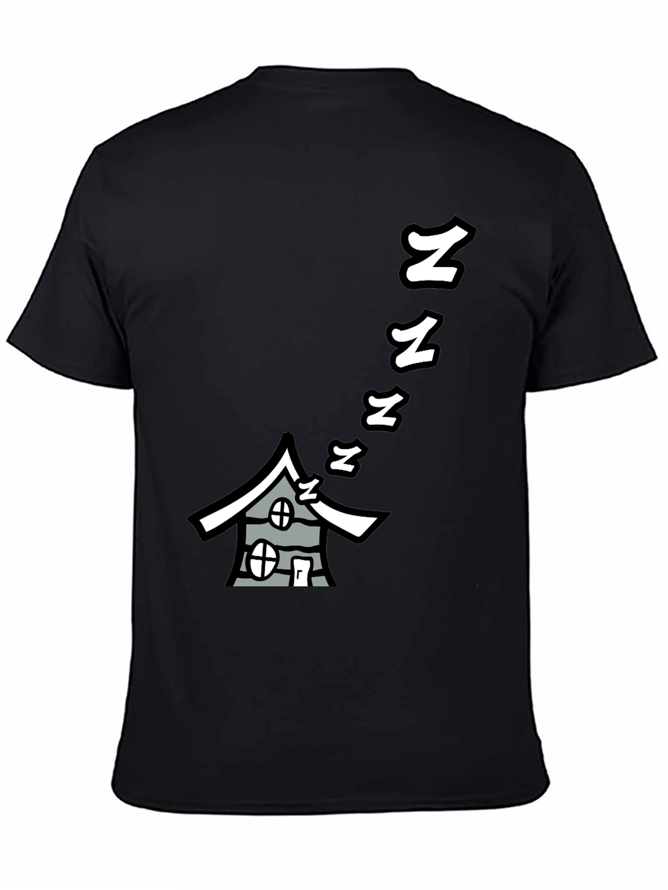 Sleepy House Graphic Tee - Black Cotton T-Shirt