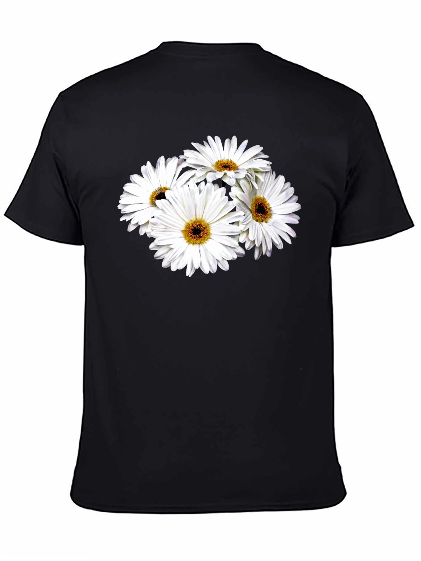 Daisy Flower Graphic Black T-Shirt