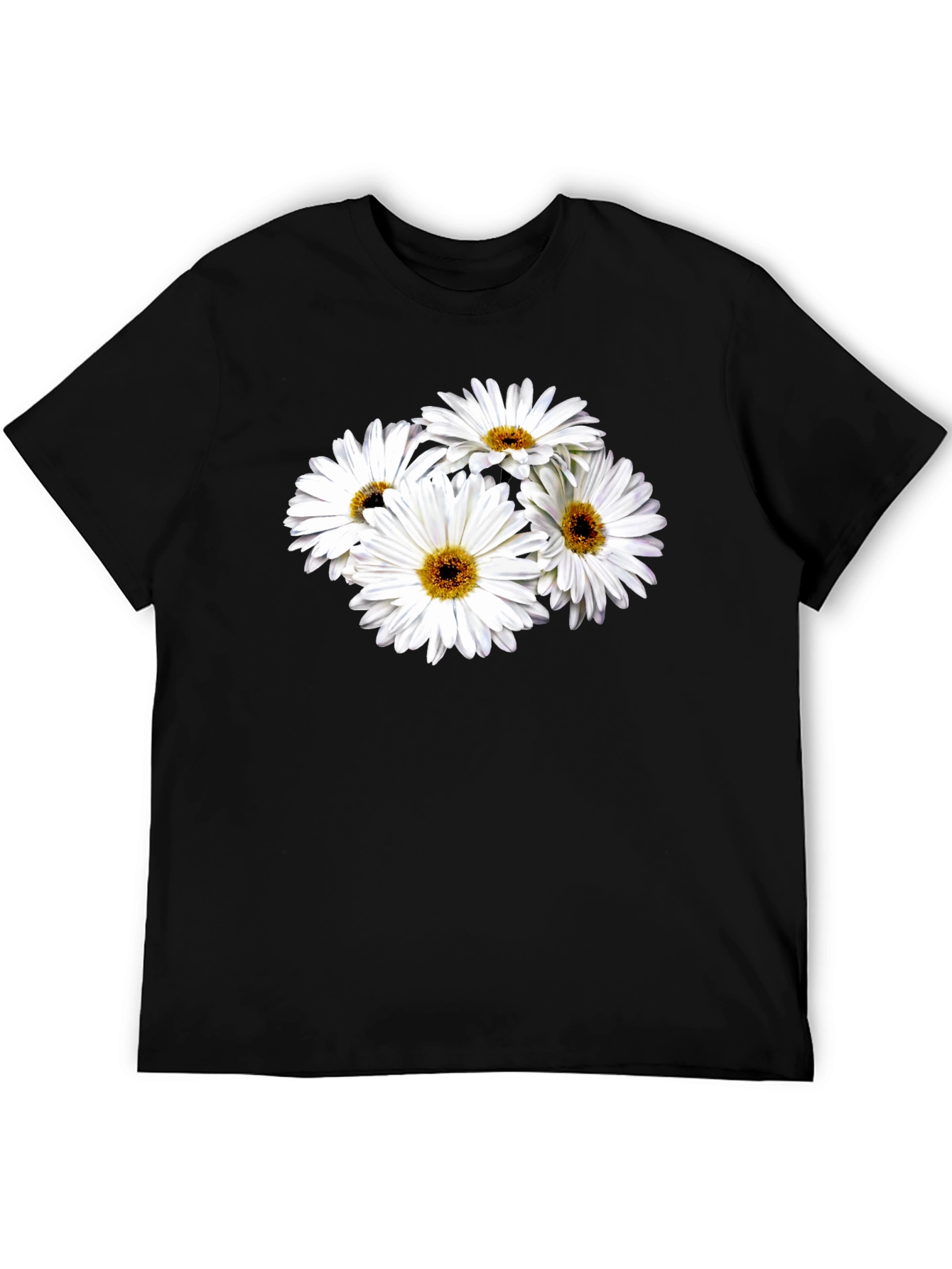 Daisy Flower Graphic Black T-Shirt