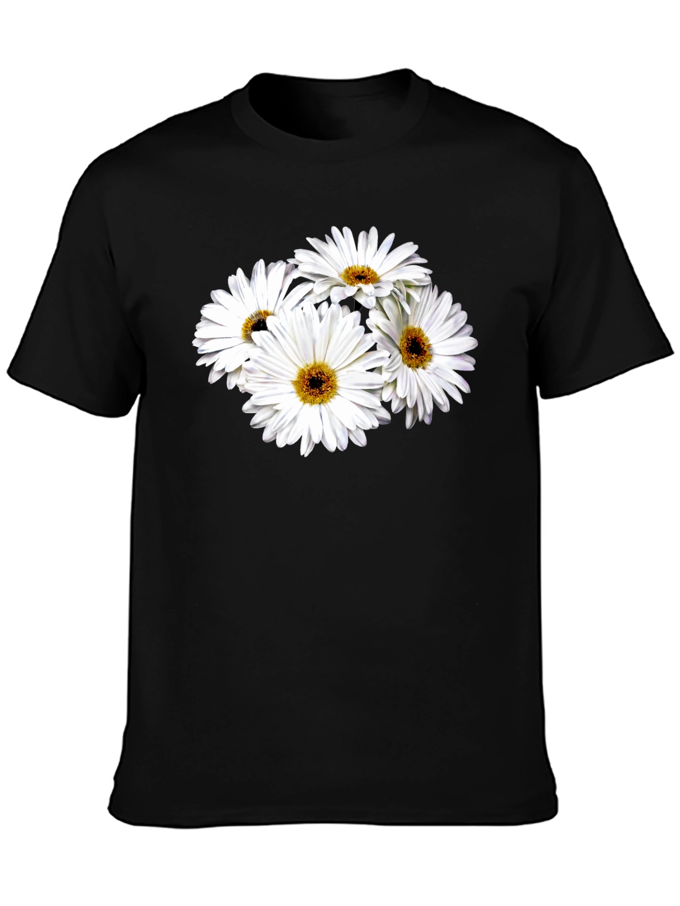 Daisy Flower Graphic Black T-Shirt