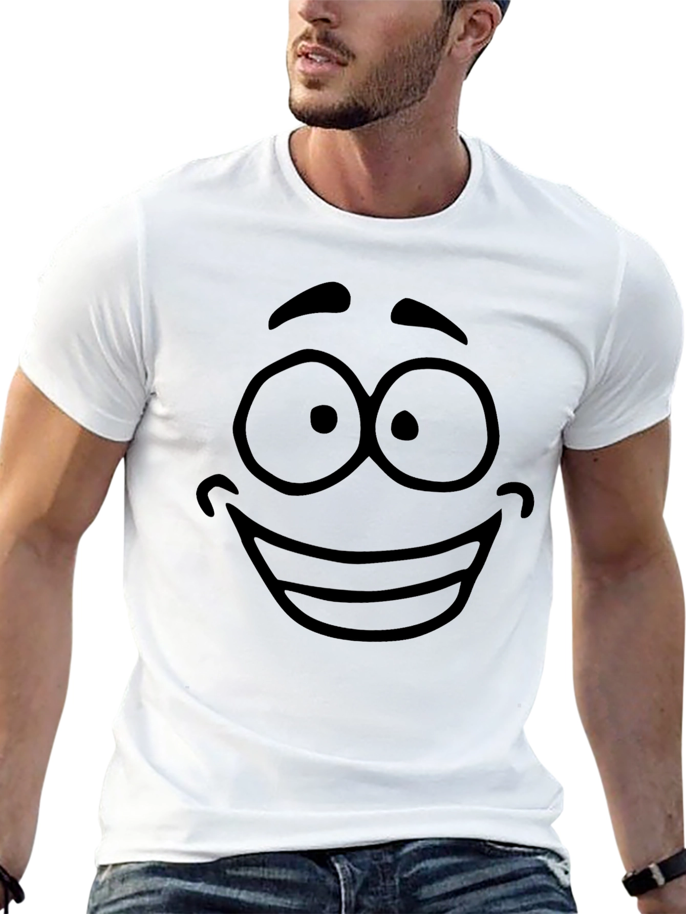 Cartoon Face Graphic Black T-Shirt