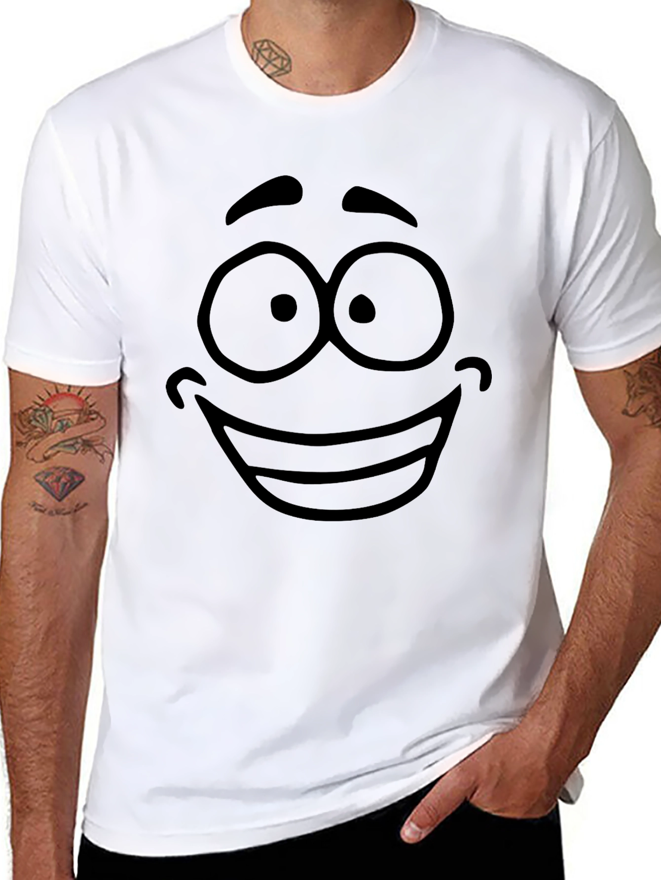 Cartoon Face Graphic Black T-Shirt