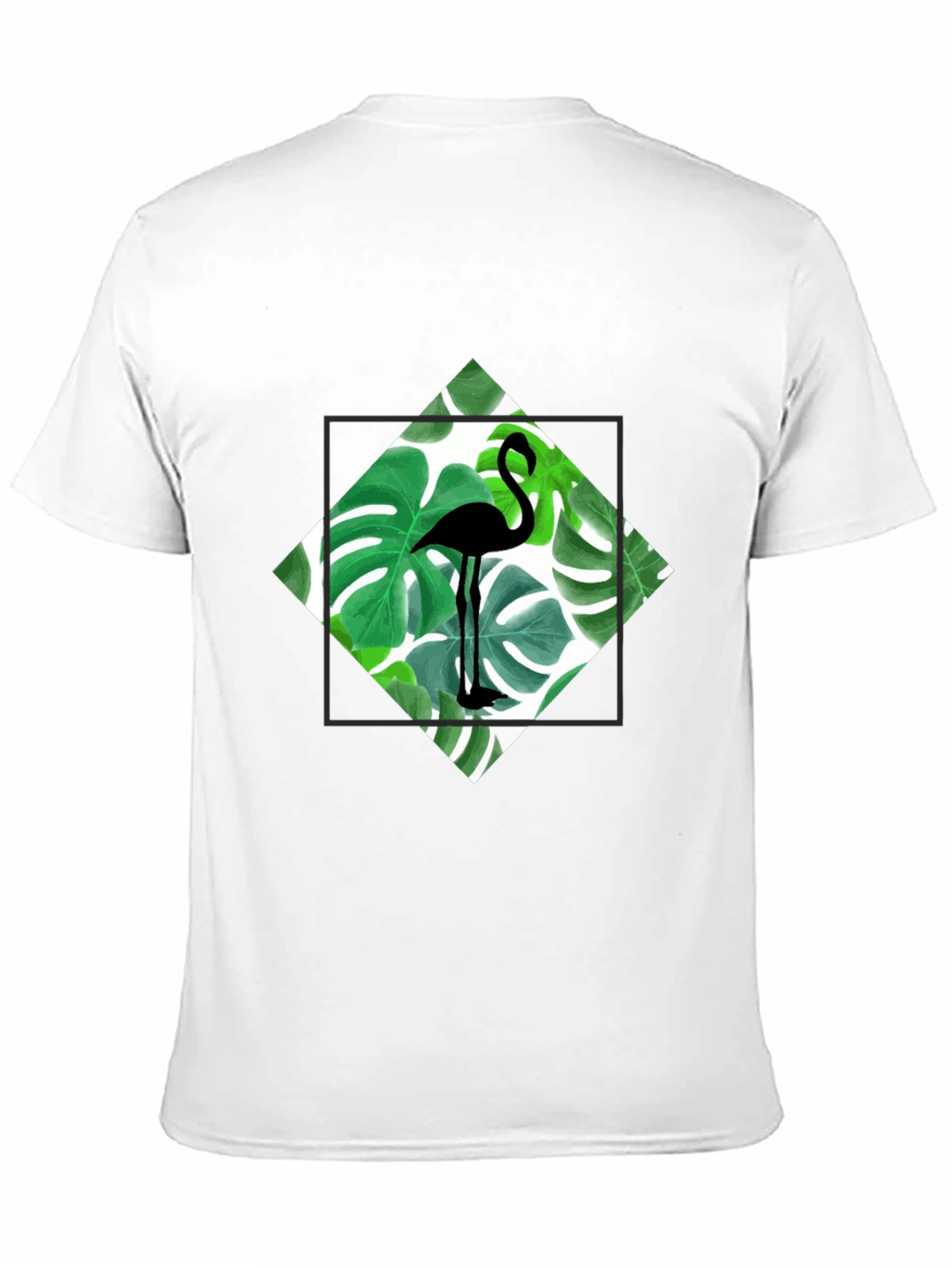 Tropical Flamingo Tee - Black Cotton Graphic T-Shirt