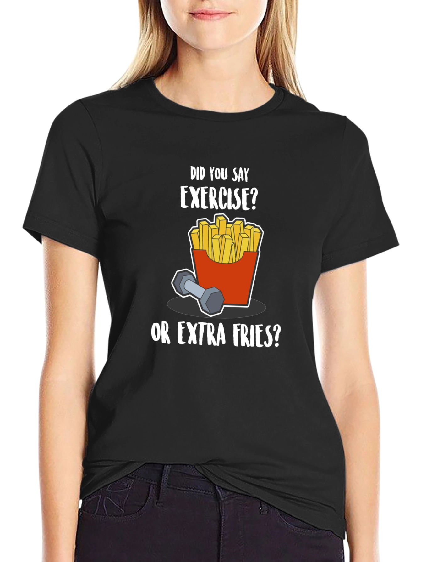 Funny Exercise Fries Graphic T-Shirt
