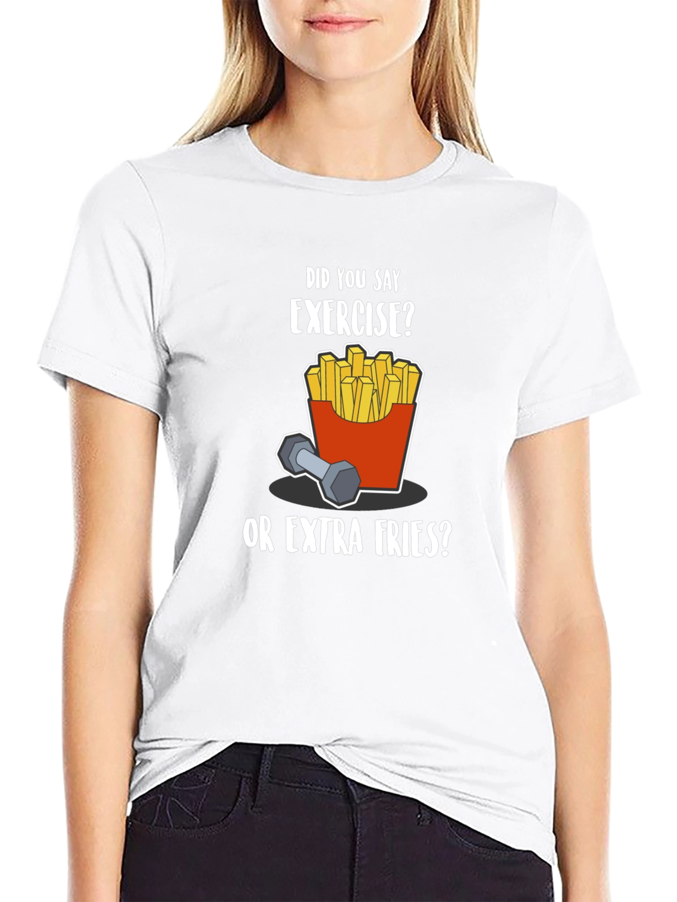 Funny Exercise Fries Graphic T-Shirt