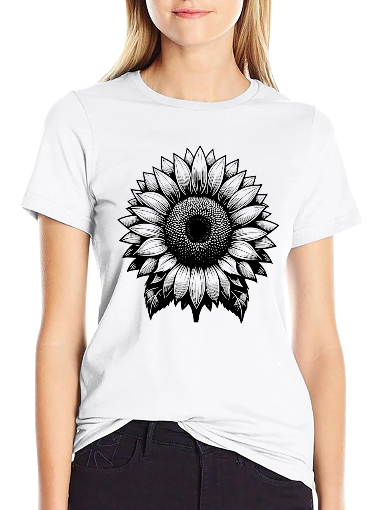 Black Sunflower Graphic T-Shirt
