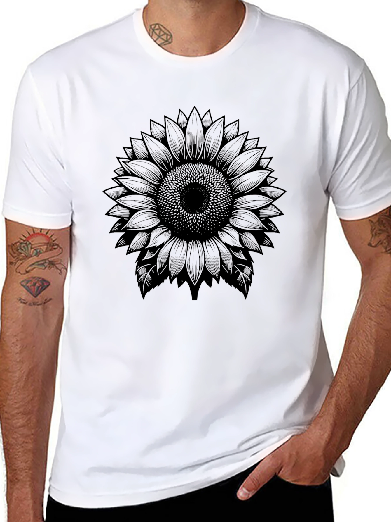 Black Sunflower Graphic T-Shirt