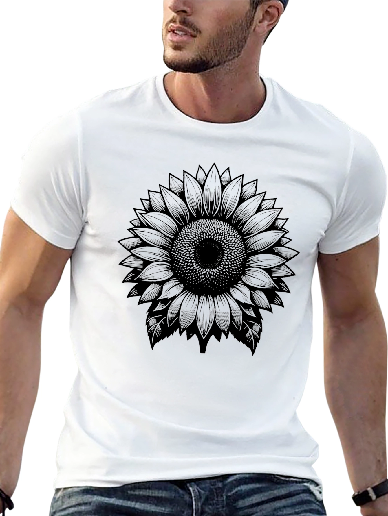 Black Sunflower Graphic T-Shirt
