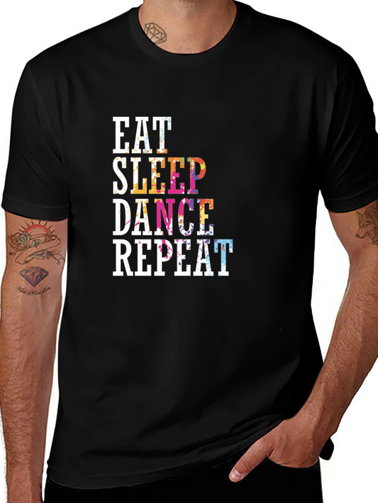 Eat Sleep Dance Repeat Graphic Tee - Black Casual T-Shirt
